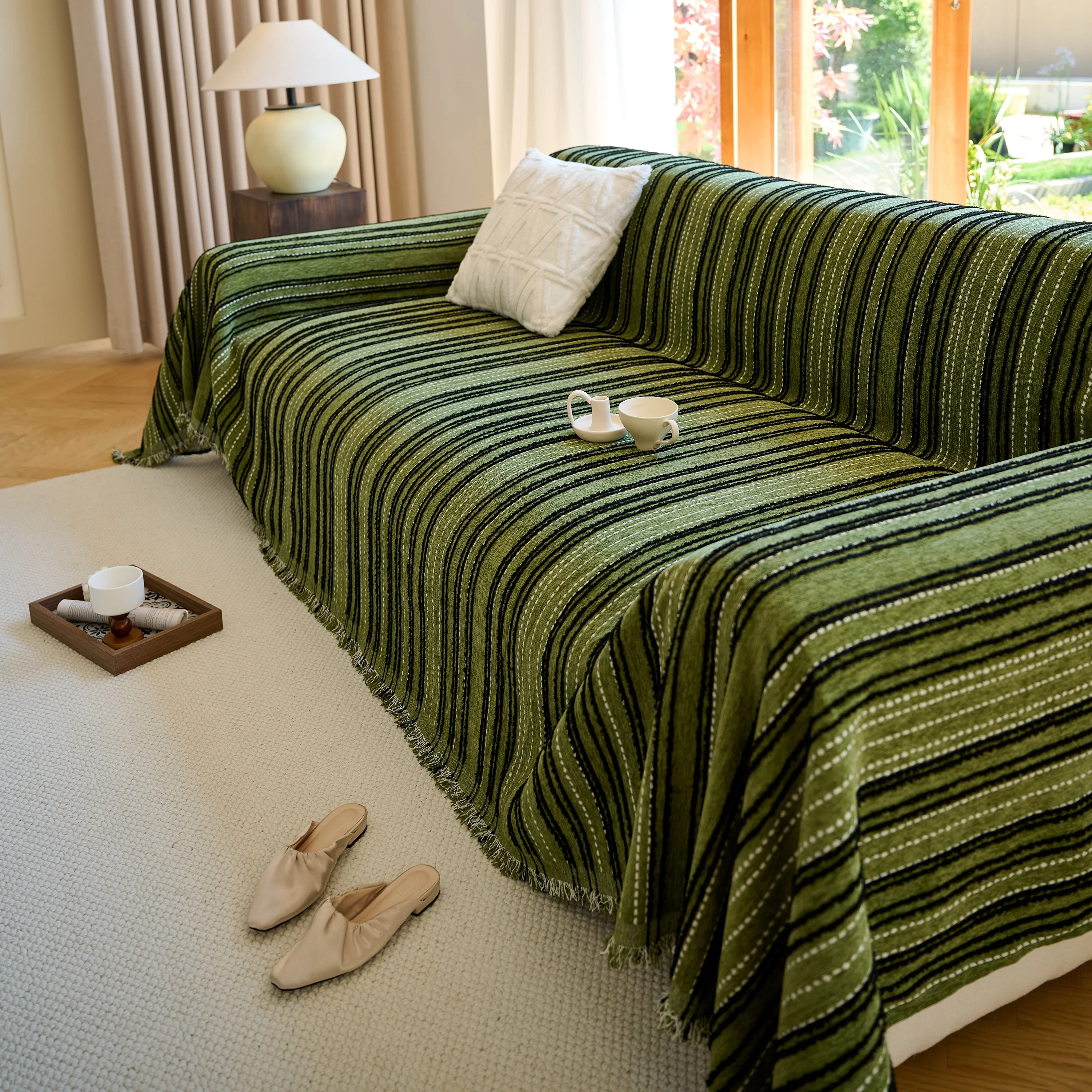Vintage-Inspired Striped Blankets for Couch Covers Luxury Couch Throw Cover with Timeless Elegance - Image 53