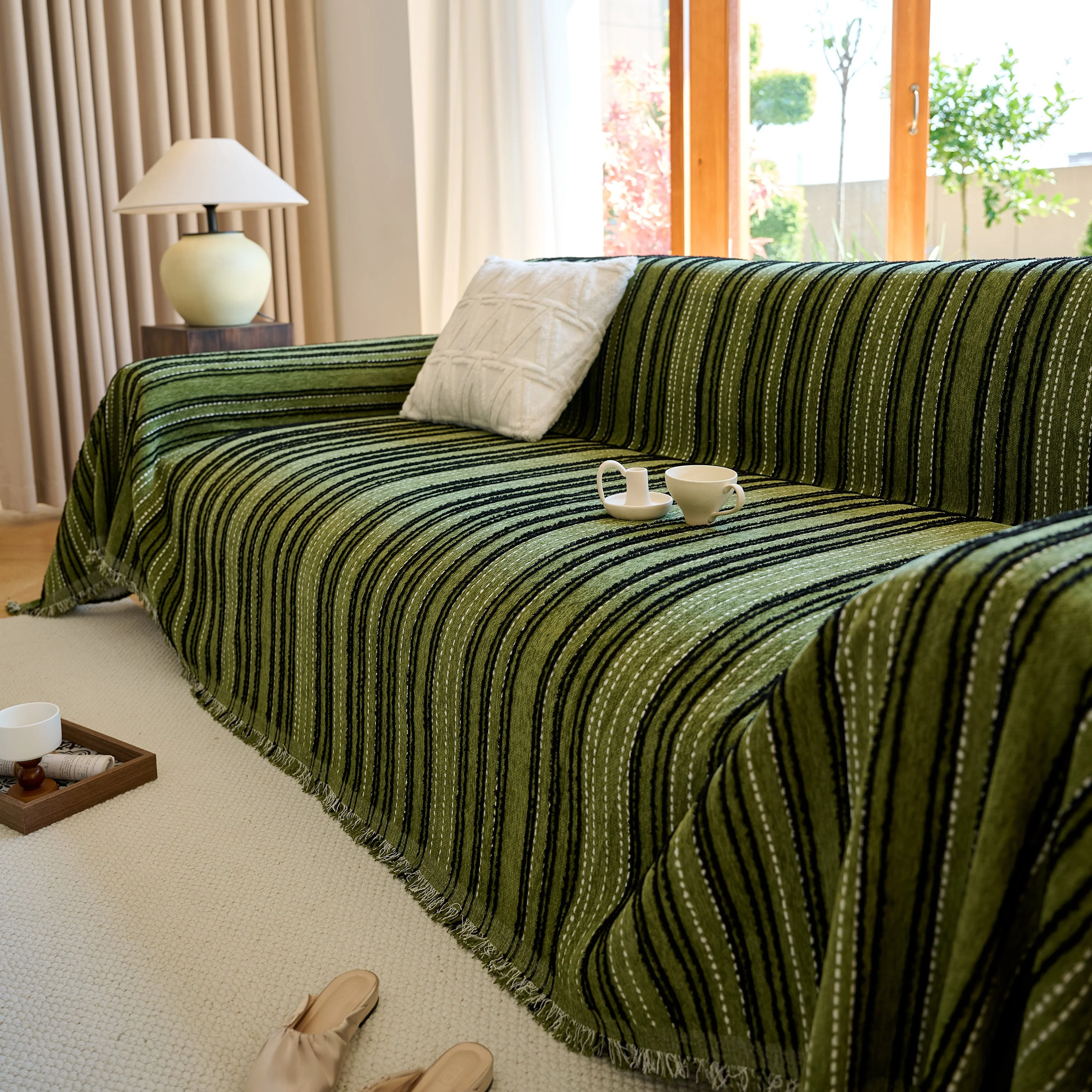 Vintage-Inspired Striped Blankets for Couch Covers Luxury Couch Throw Cover with Timeless Elegance - Image 54
