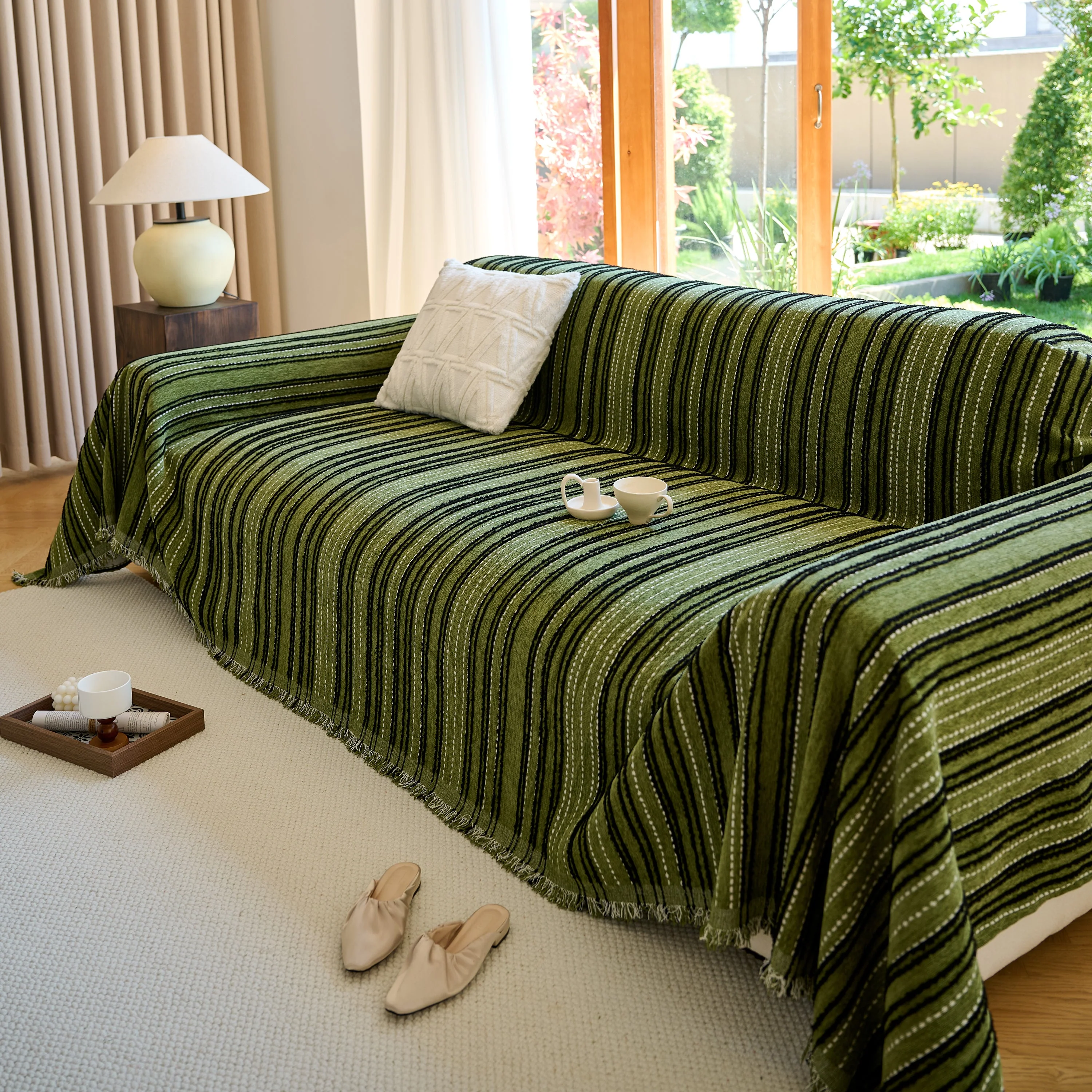 Vintage-Inspired Striped Blankets for Couch Covers Luxury Couch Throw Cover with Timeless Elegance - Image 55