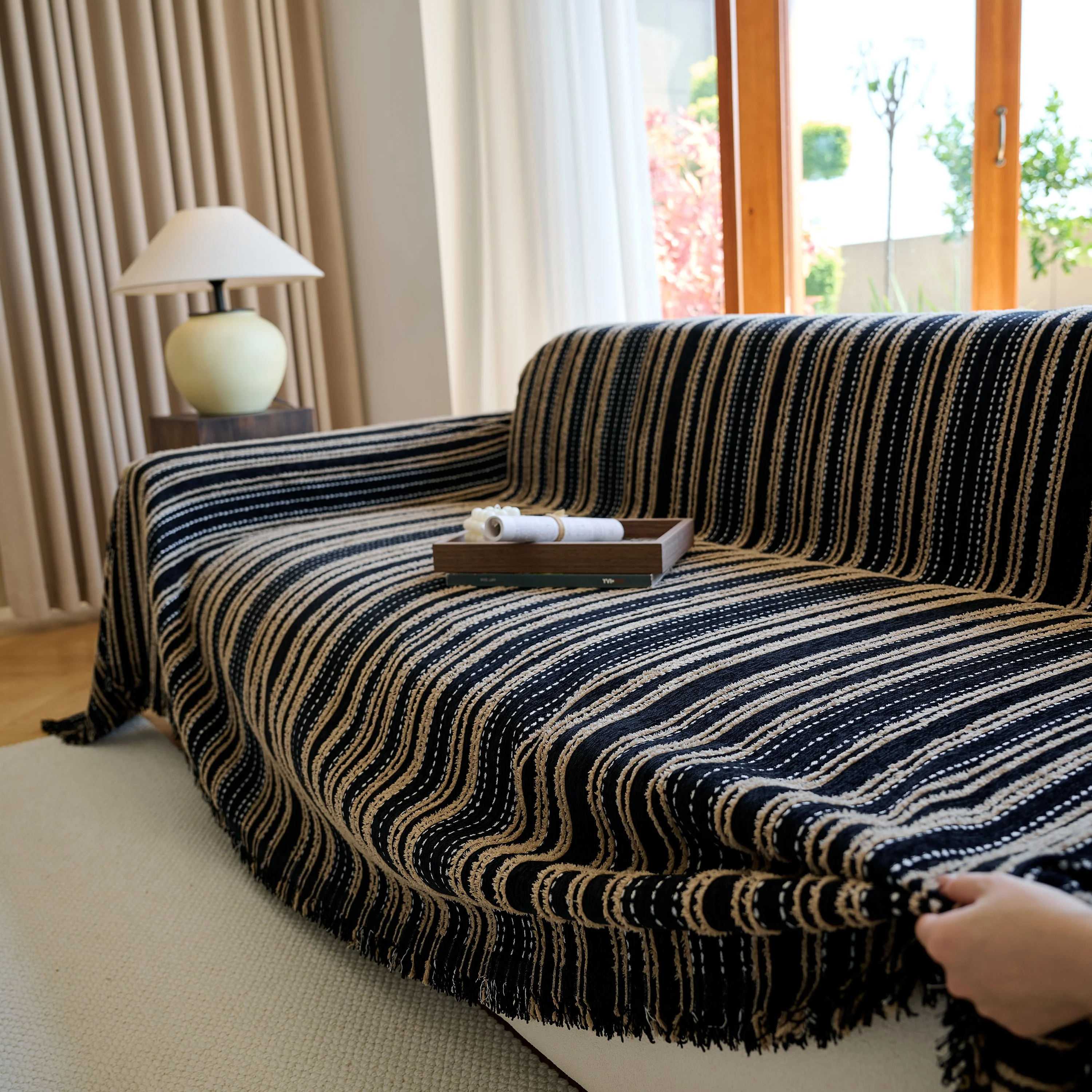 Vintage-Inspired Striped Blankets for Couch Covers Luxury Couch Throw Cover with Timeless Elegance - Image 7