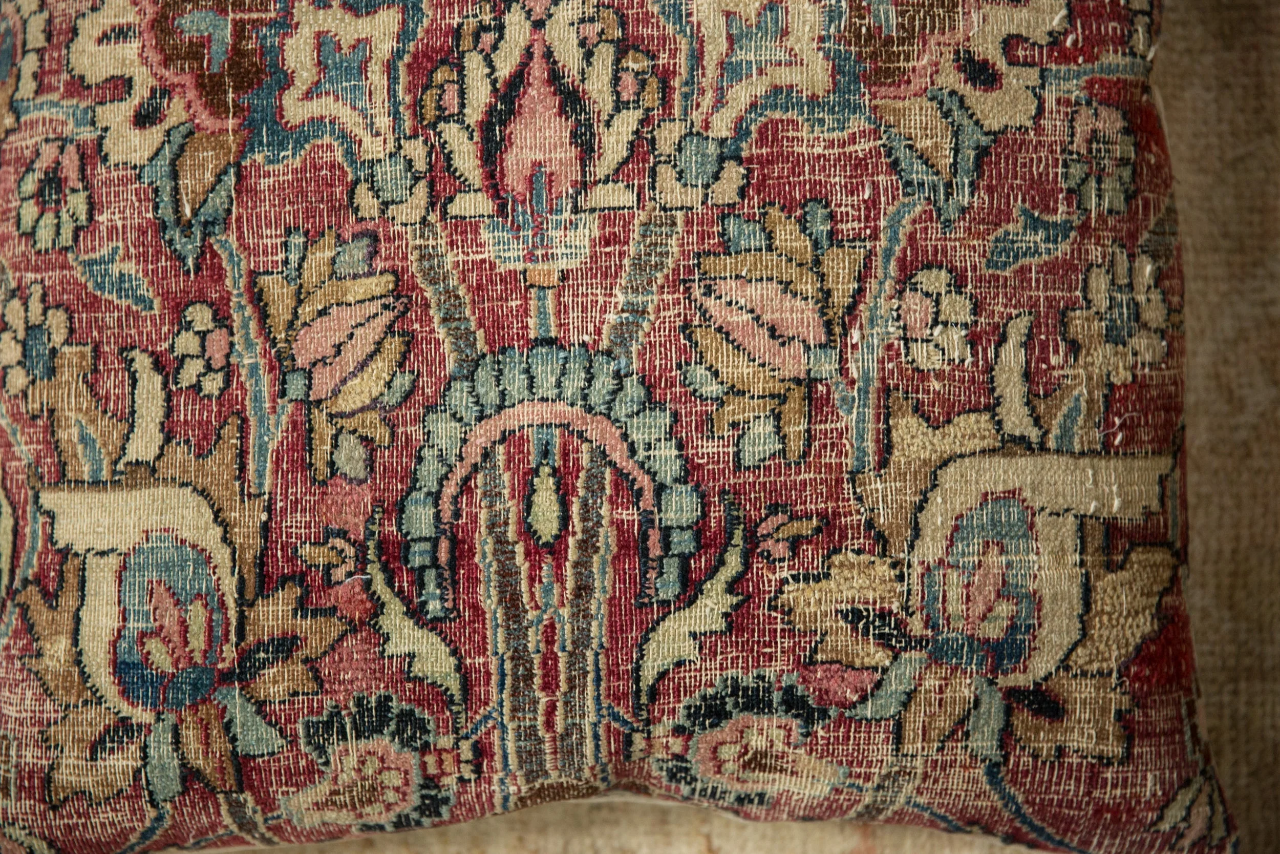 Vintage Meshed Rug Fragment Pillow - Image 2