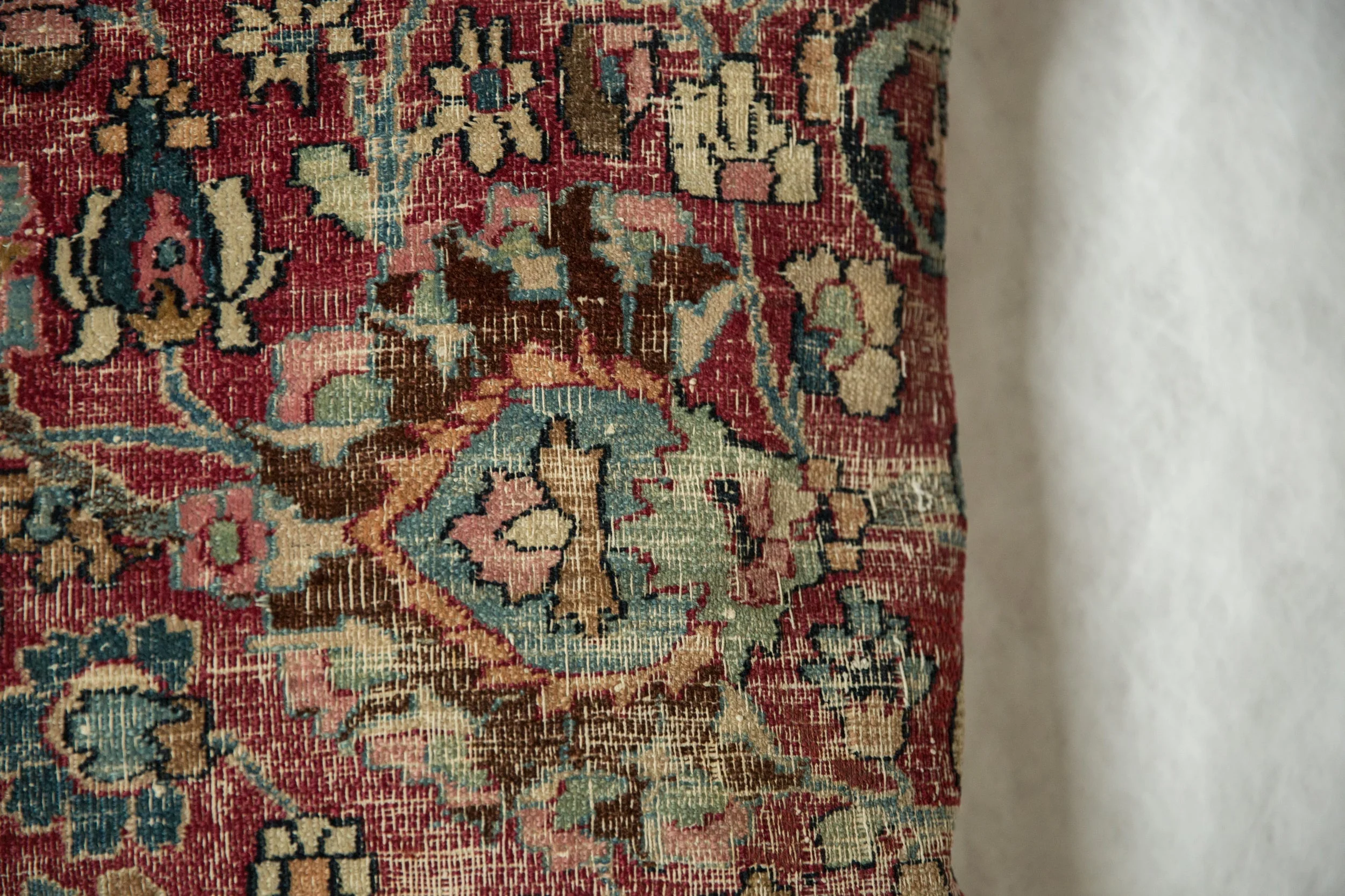 Vintage Meshed Rug Fragment Pillow - Image 2