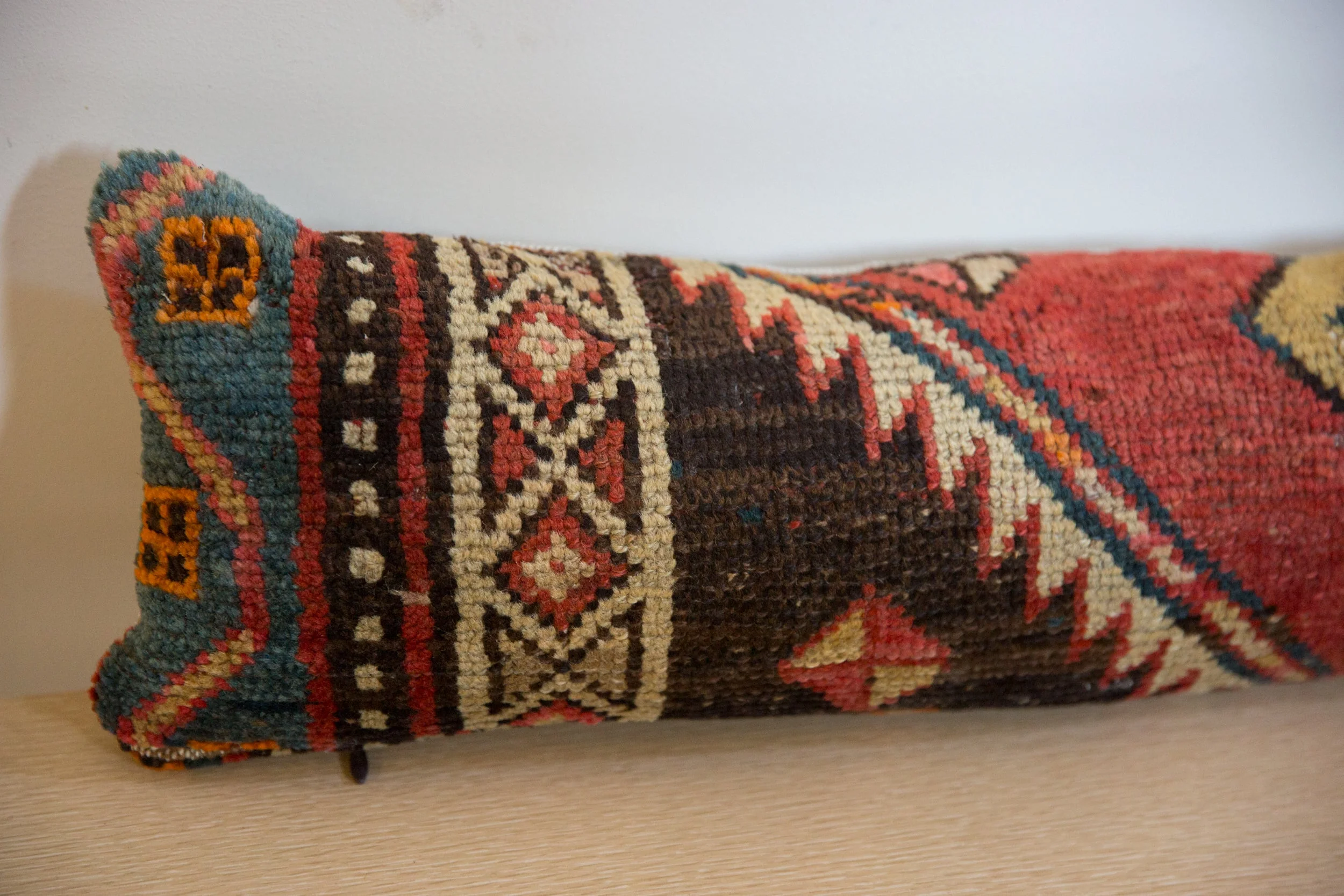 Vintage Rug Fragment Lumbar Pillow - Image 3