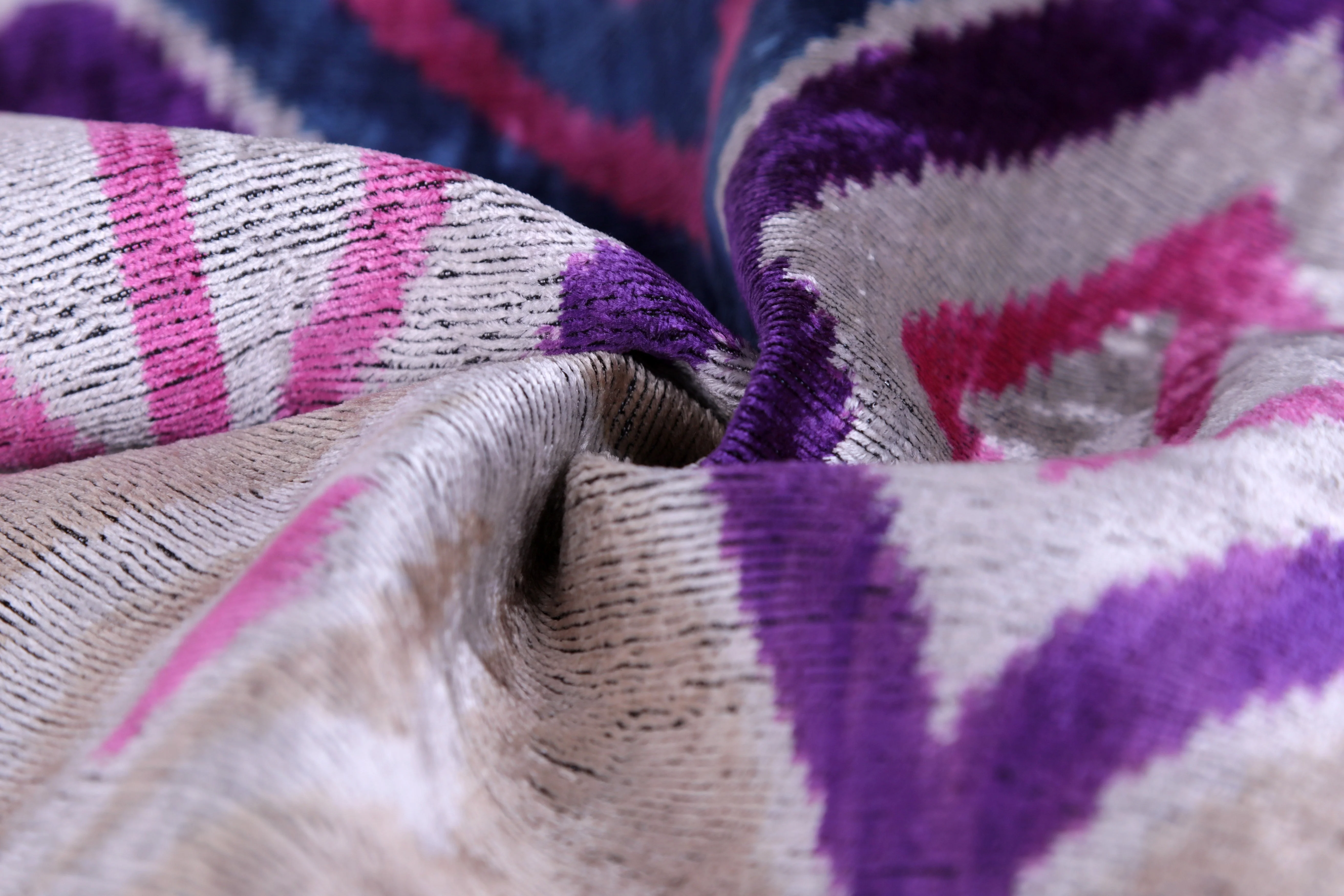 Violet & Indigo Diamond Ikat Pillow – 16x16” Silk Velvet Handmade - Image 2