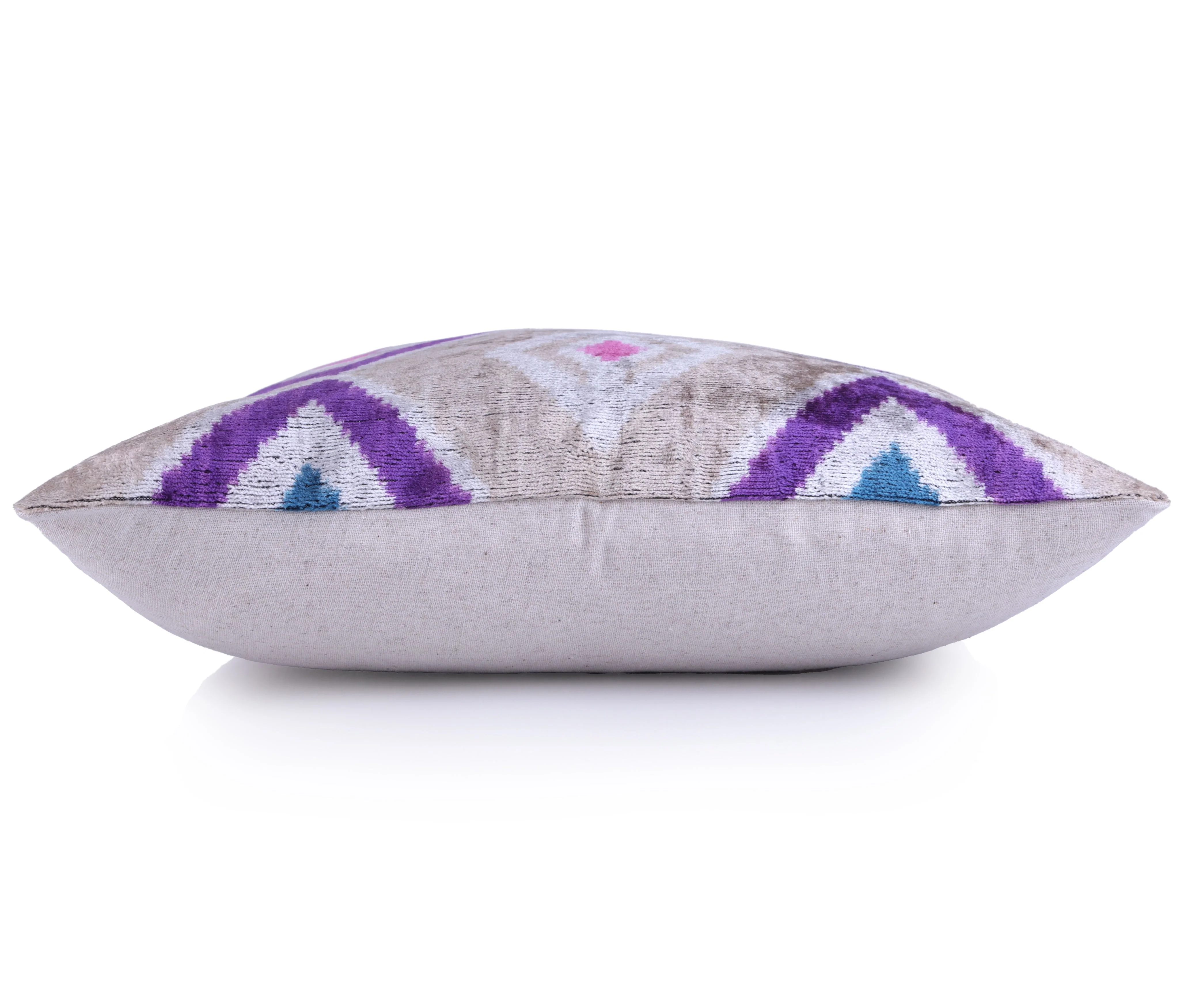 Violet & Indigo Diamond Ikat Pillow – 16x16” Silk Velvet Handmade - Image 3