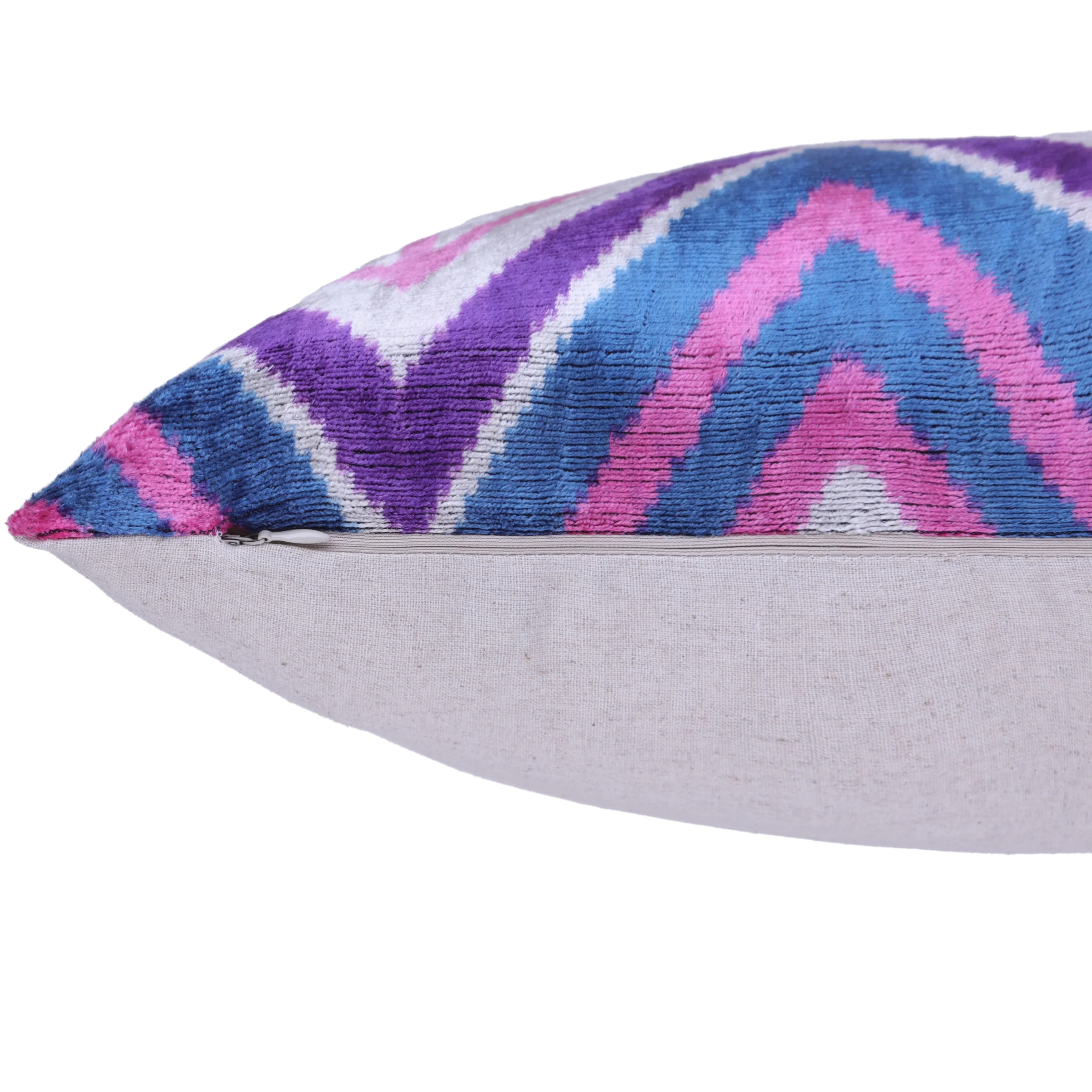 Violet & Indigo Diamond Ikat Pillow – 16x16” Silk Velvet Handmade - Image 6