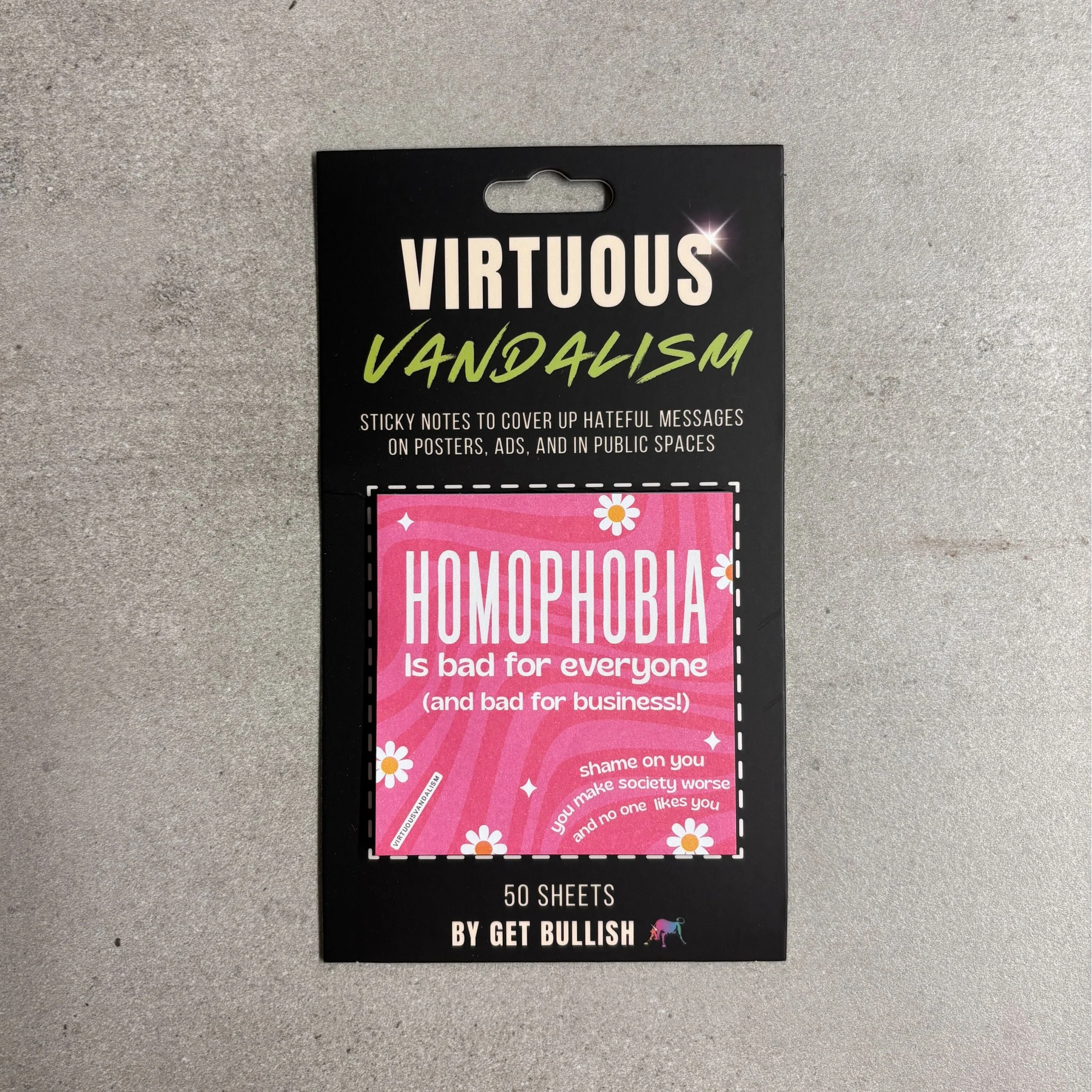 Virtuous Vandalism “Homophobia is Bad for Everyone” Sticky Notes 3" x 3" Pack of 50 | Combat and Cover Offensive Public Messages with Adhesive Protest Notes - Image 4