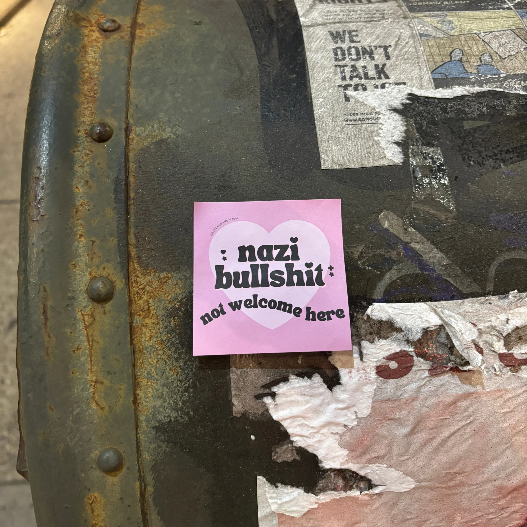 Virtuous Vandalism “Nazi Bullshit Not Welcome Here” Sticky Notes 3" x 3" Pack of 50 | Combat and Cover Offensive Public Messages with Adhesive Protest Notes - Image 10