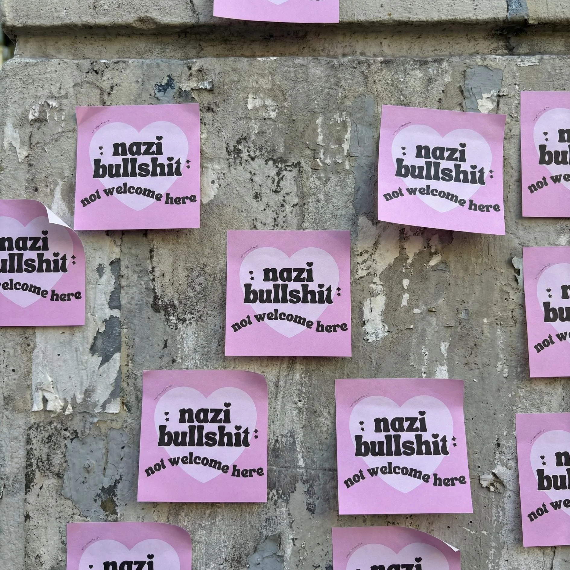 Virtuous Vandalism “Nazi Bullshit Not Welcome Here” Sticky Notes 3" x 3" Pack of 50 | Combat and Cover Offensive Public Messages with Adhesive Protest Notes - Image 2