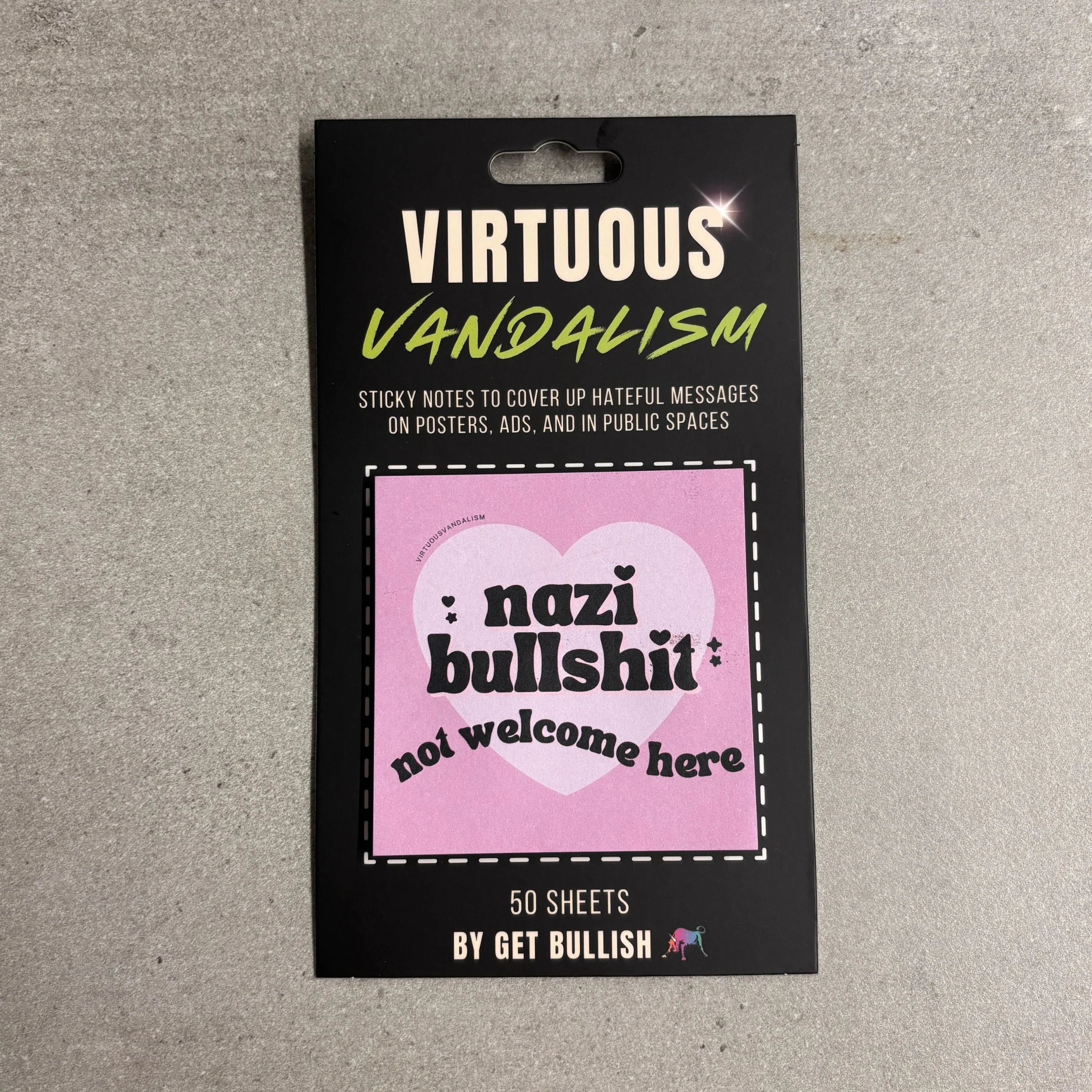 Virtuous Vandalism “Nazi Bullshit Not Welcome Here” Sticky Notes 3" x 3" Pack of 50 | Combat and Cover Offensive Public Messages with Adhesive Protest Notes - Image 5