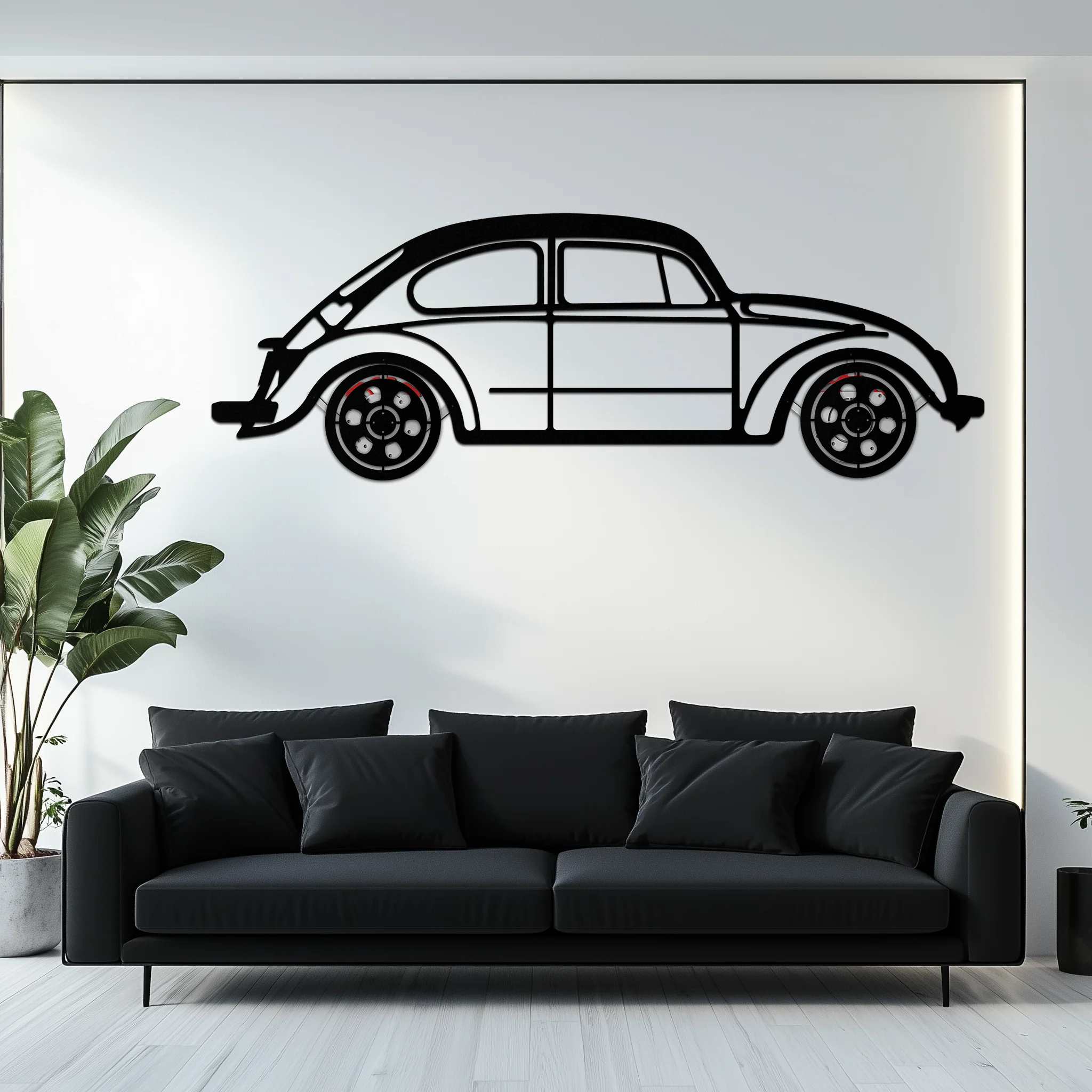 Volkswagen Beetle “Tosbiq” Metal Wall Art – Classic Bug Silhouette with Rotating Wheels-KAFMEKA068 - Image 5