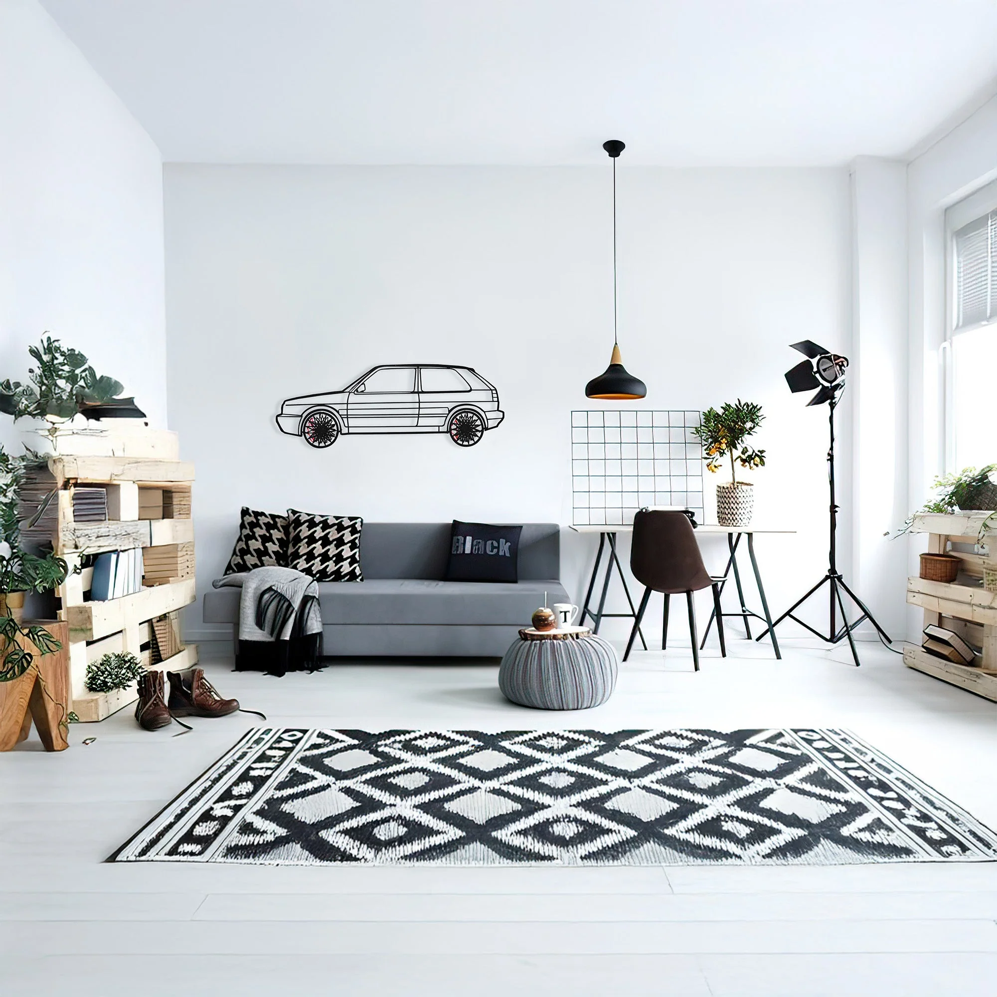 Volkswagen Golf Mk1 Wall Art – Classic Hot Hatch Steel Silhouette with Spinning Wheels-KAFMEKA046 - Image 10