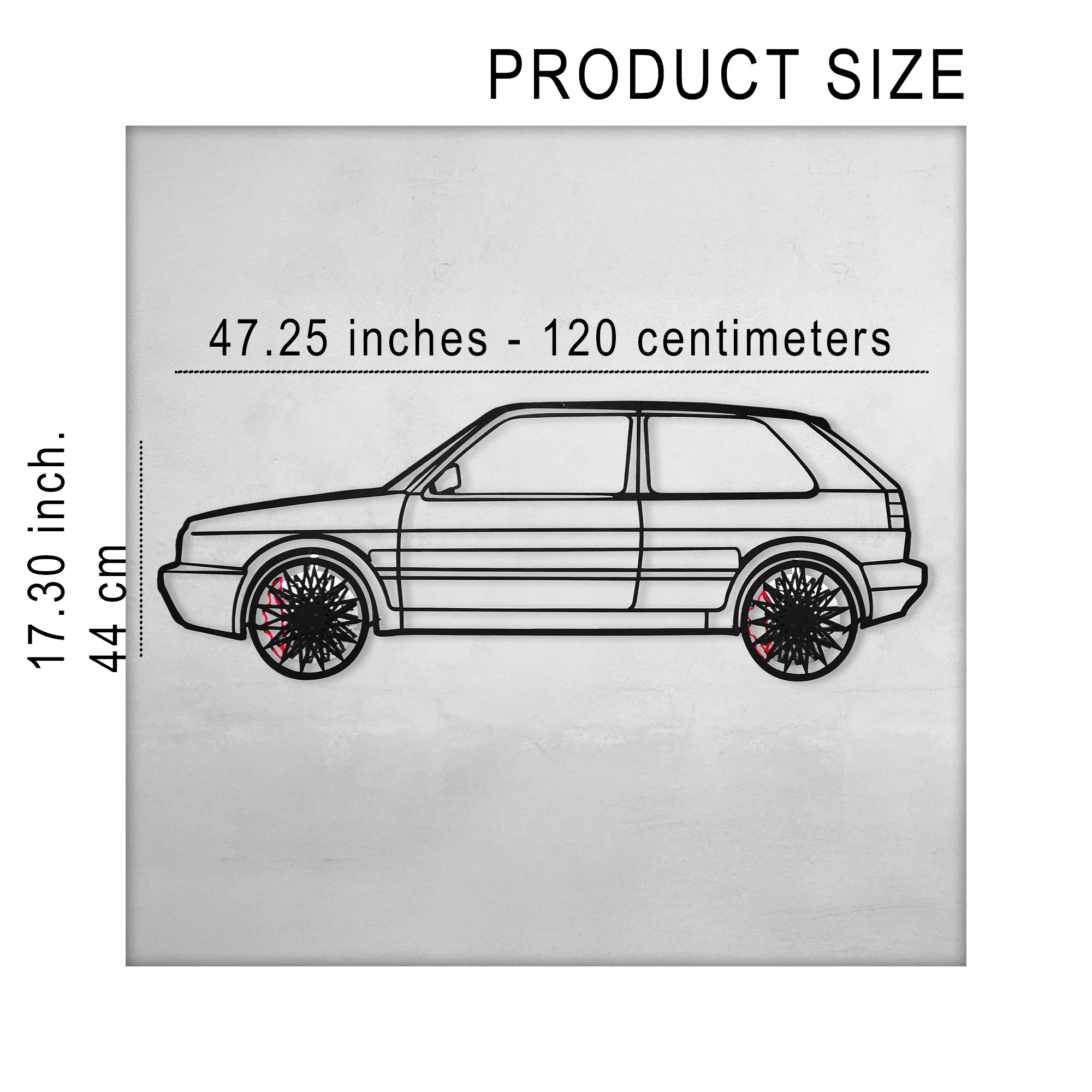 Volkswagen Golf Mk1 Wall Art – Classic Hot Hatch Steel Silhouette with Spinning Wheels-KAFMEKA046 - Image 12
