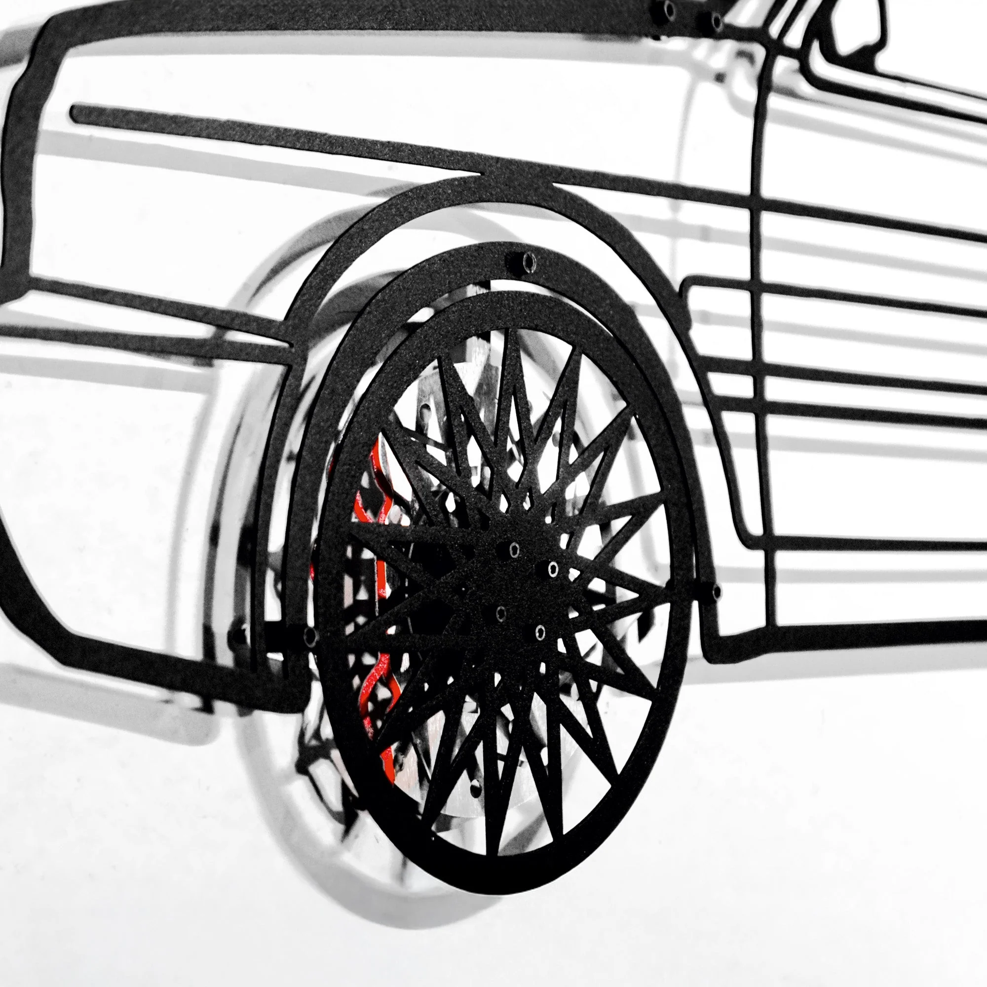 Volkswagen Golf Mk1 Wall Art – Classic Hot Hatch Steel Silhouette with Spinning Wheels-KAFMEKA046 - Image 3
