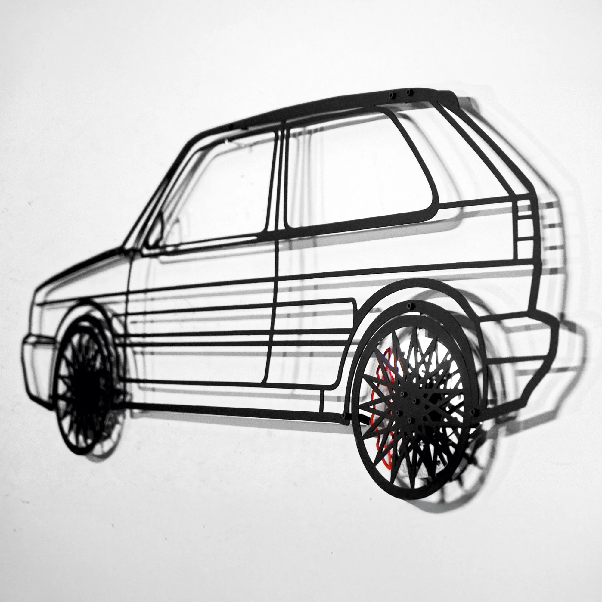 Volkswagen Golf Mk1 Wall Art – Classic Hot Hatch Steel Silhouette with Spinning Wheels-KAFMEKA046 - Image 4