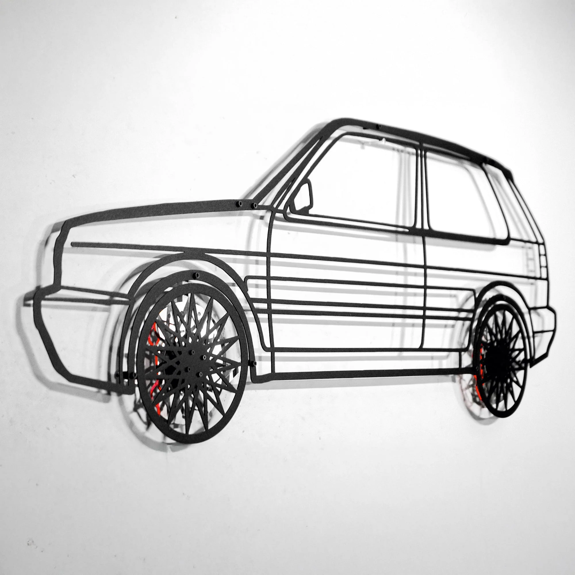 Volkswagen Golf Mk1 Wall Art – Classic Hot Hatch Steel Silhouette with Spinning Wheels-KAFMEKA046 - Image 5