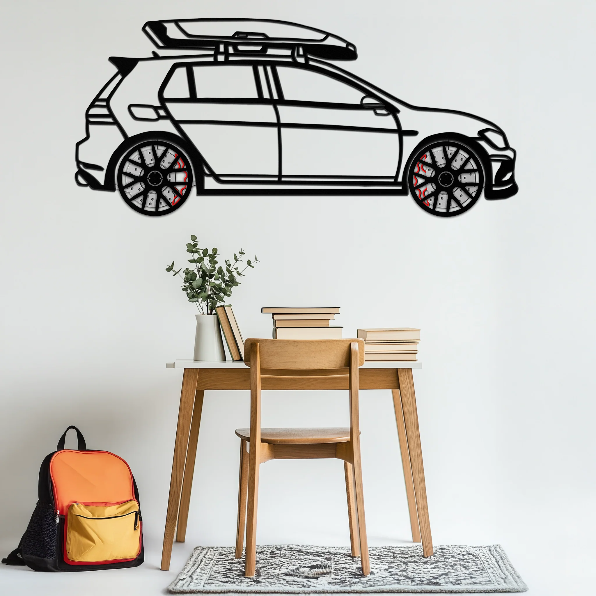 Volkswagen Golf R Spectrum Metal Wall Art – Rotating Wheels Car Silhouette Wall Decor, Unique Gift for Car Lovers-KAFMEKA090 - Image 2