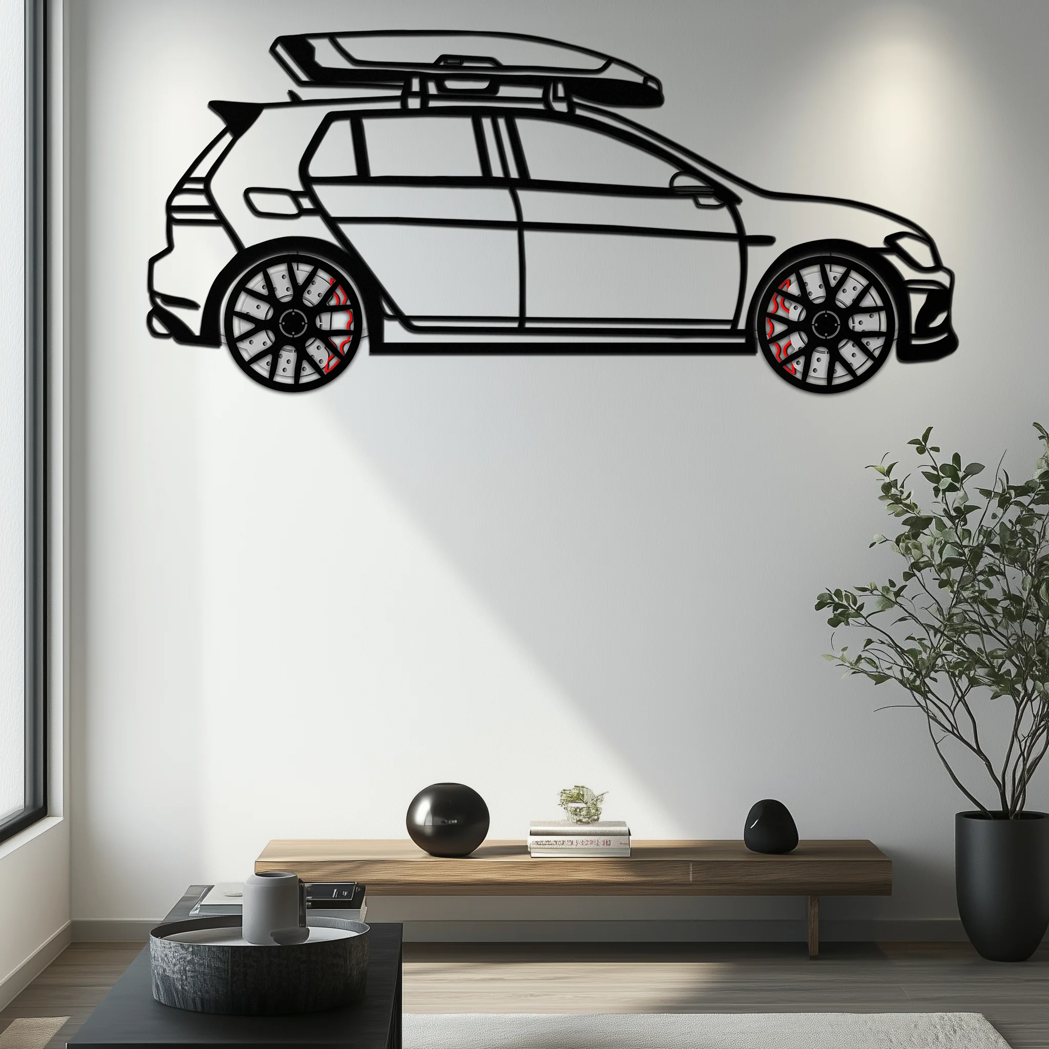 Volkswagen Golf R Spectrum Metal Wall Art – Rotating Wheels Car Silhouette Wall Decor, Unique Gift for Car Lovers-KAFMEKA090 - Image 3