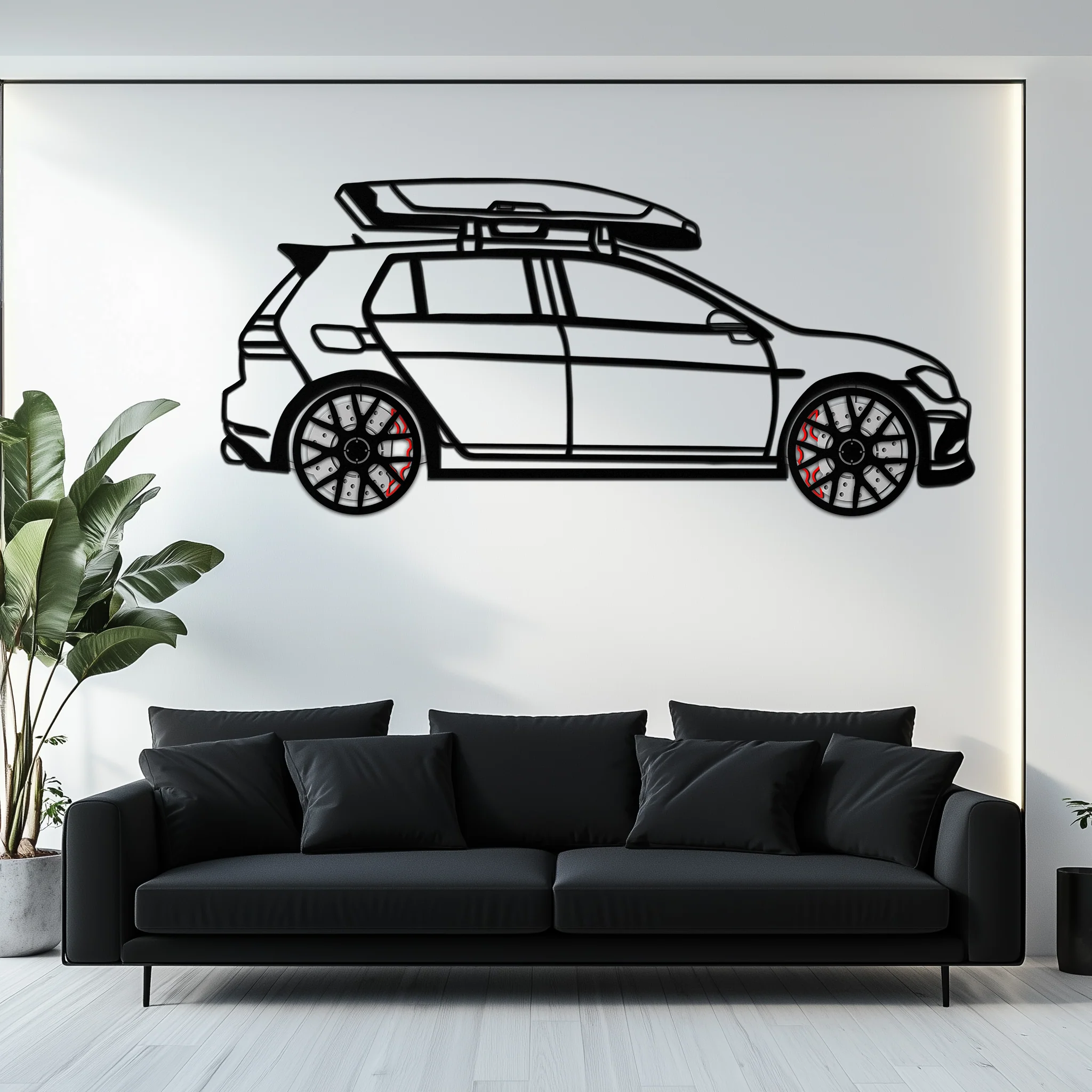 Volkswagen Golf R Spectrum Metal Wall Art – Rotating Wheels Car Silhouette Wall Decor, Unique Gift for Car Lovers-KAFMEKA090 - Image 4