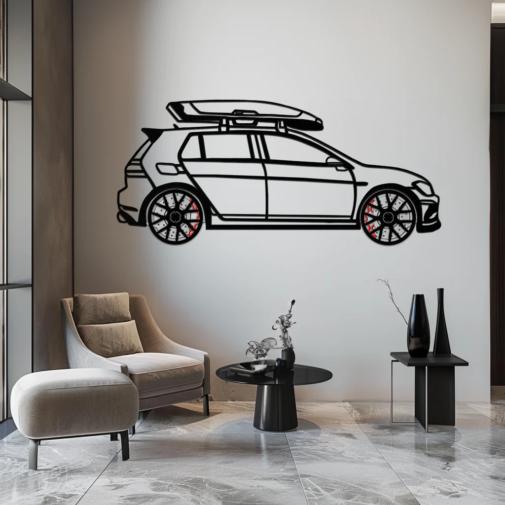 Volkswagen Golf R Spectrum Metal Wall Art – Rotating Wheels Car Silhouette Wall Decor, Unique Gift for Car Lovers-KAFMEKA090 - Image 6