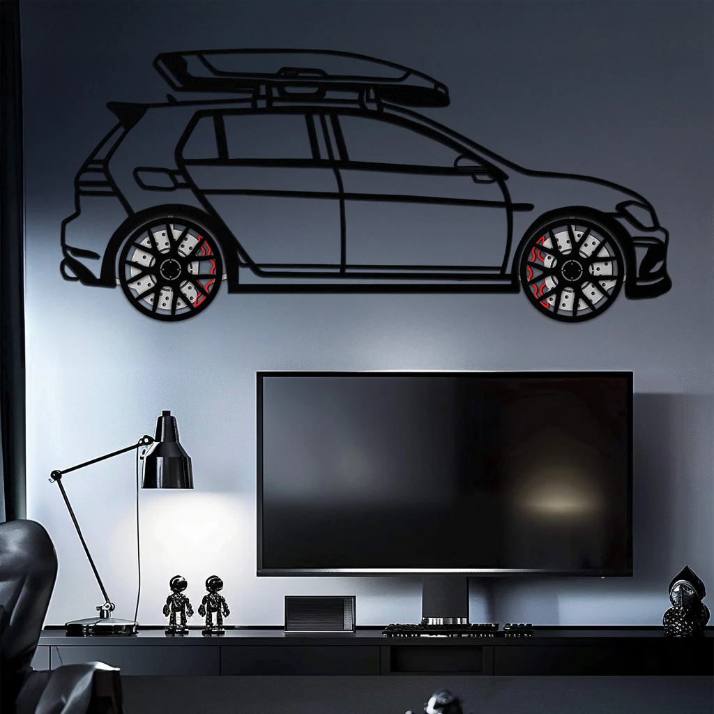 Volkswagen Golf R Spectrum Metal Wall Art – Rotating Wheels Car Silhouette Wall Decor, Unique Gift for Car Lovers-KAFMEKA090 - Image 8