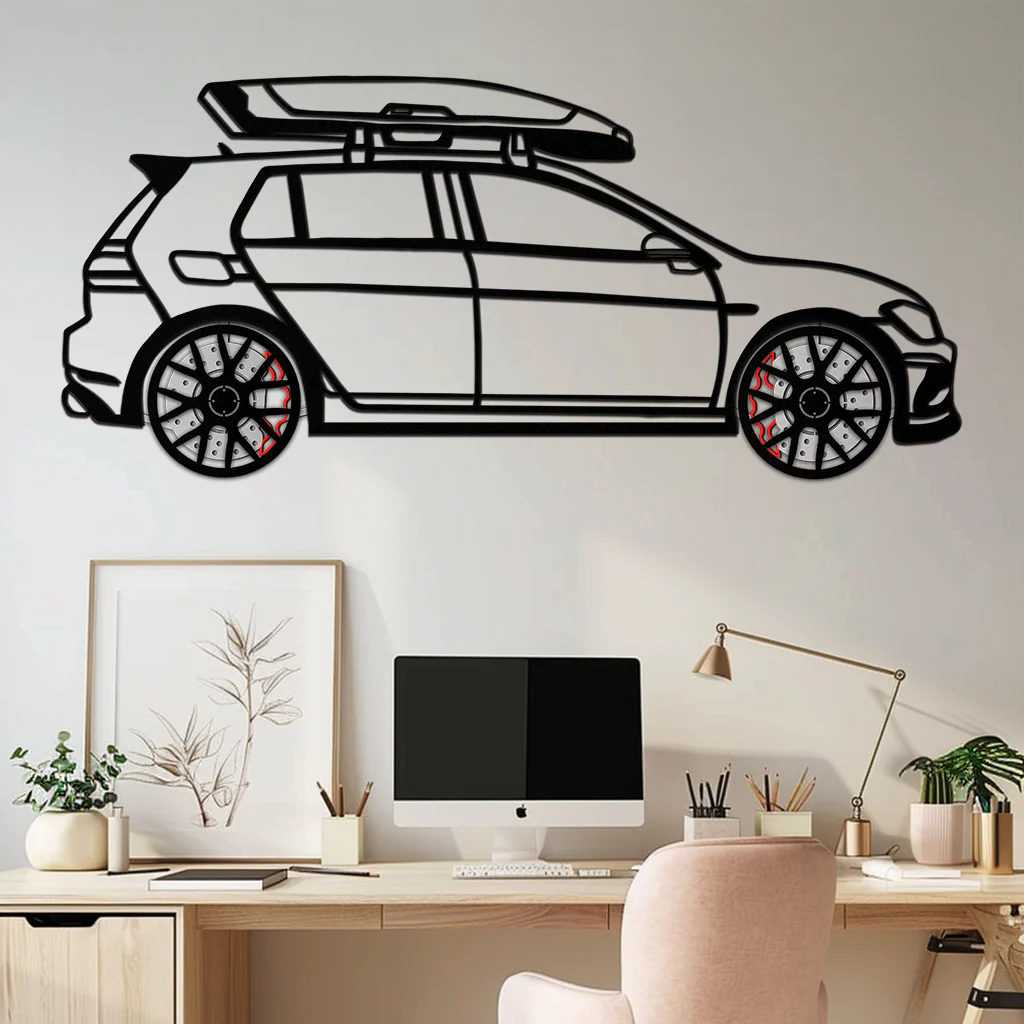 Volkswagen Golf R Spectrum Metal Wall Art – Rotating Wheels Car Silhouette Wall Decor, Unique Gift for Car Lovers-KAFMEKA090 - Image 9