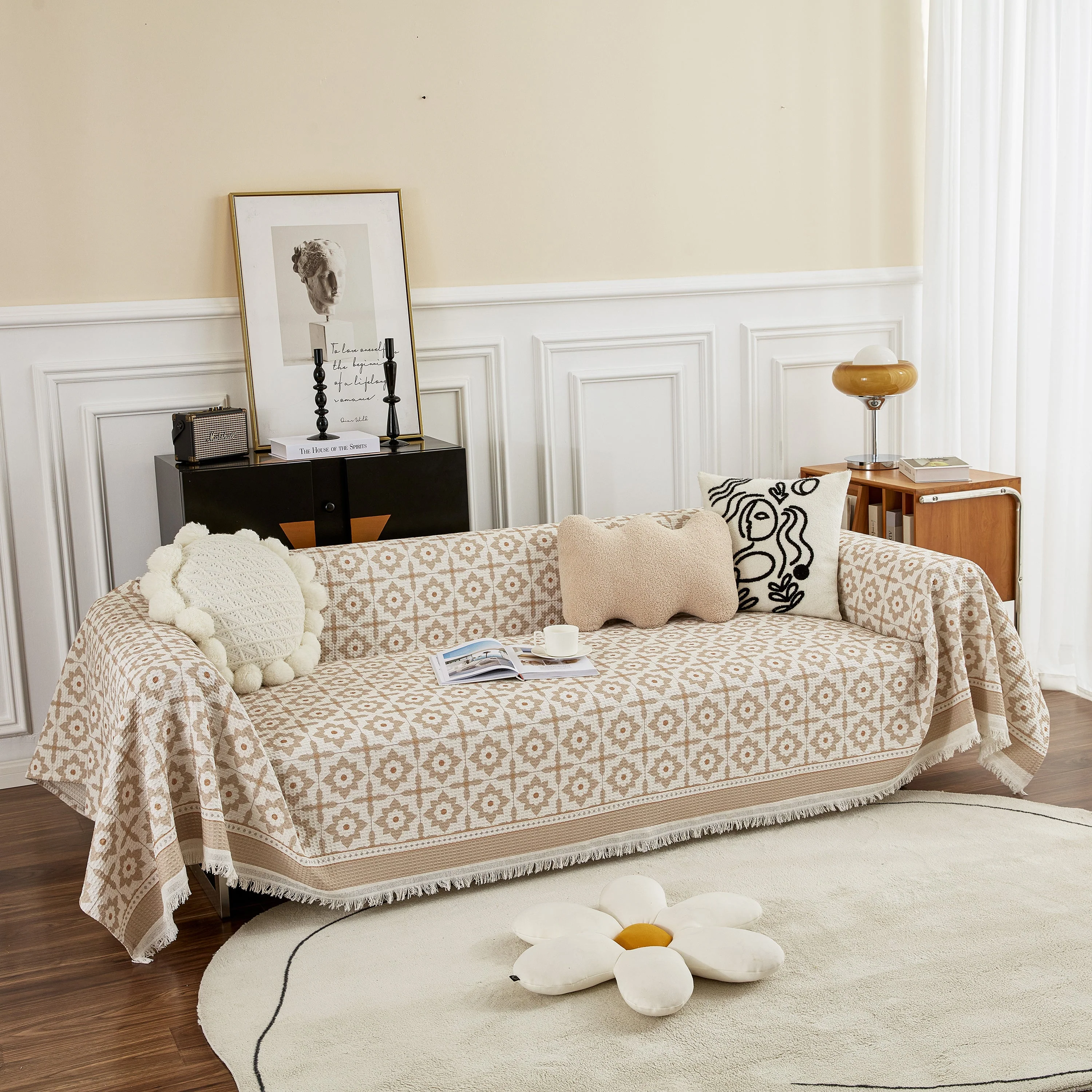 Waffle Lattice Fabric Sofa Cover, Multi-purpose Soft Sofa Throw, Couch Cover Blanket Throws for Couches - Image 23