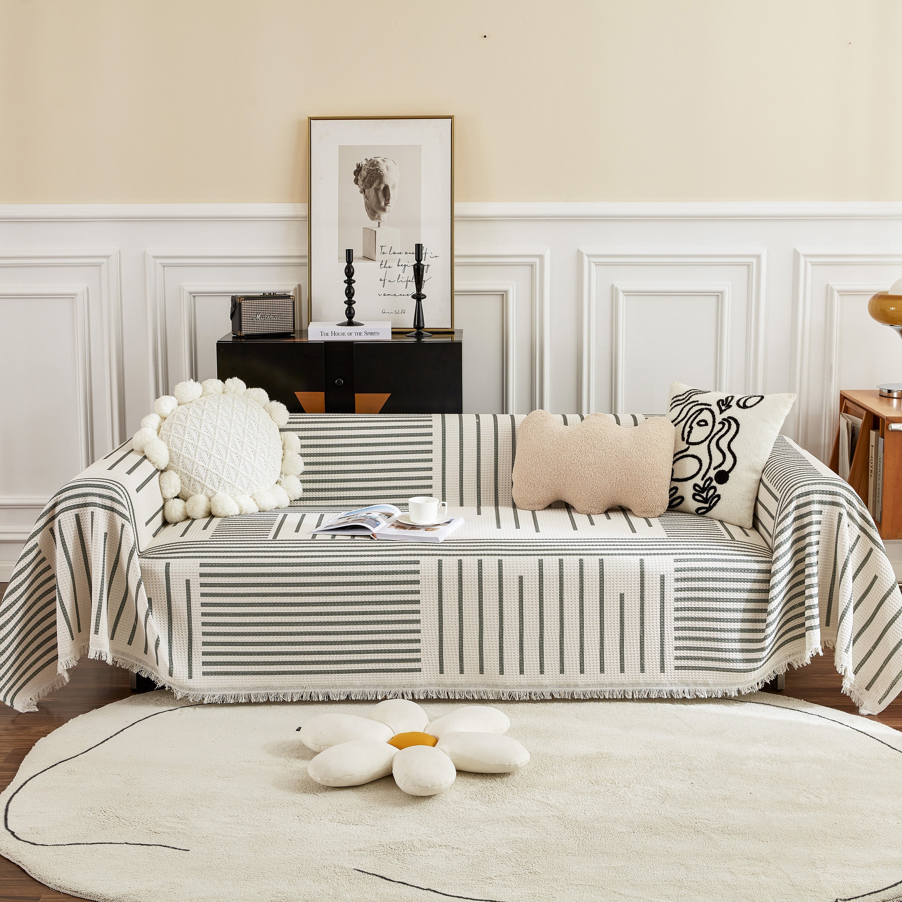 Waffle Lattice Fabric Sofa Cover, Multi-purpose Soft Sofa Throw, Couch Cover Blanket Throws for Couches - Image 40