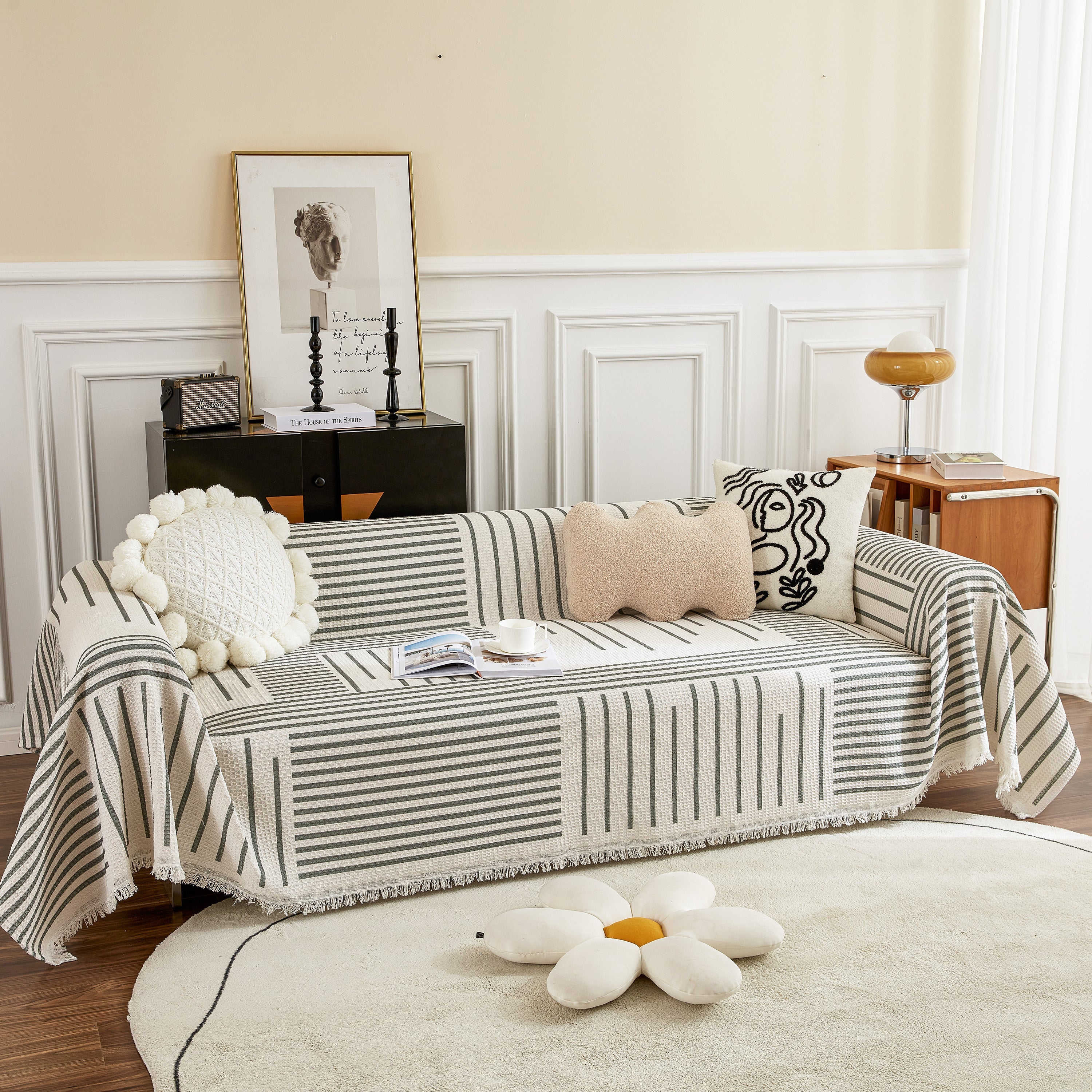 Waffle Lattice Fabric Sofa Cover, Multi-purpose Soft Sofa Throw, Couch Cover Blanket Throws for Couches - Image 41