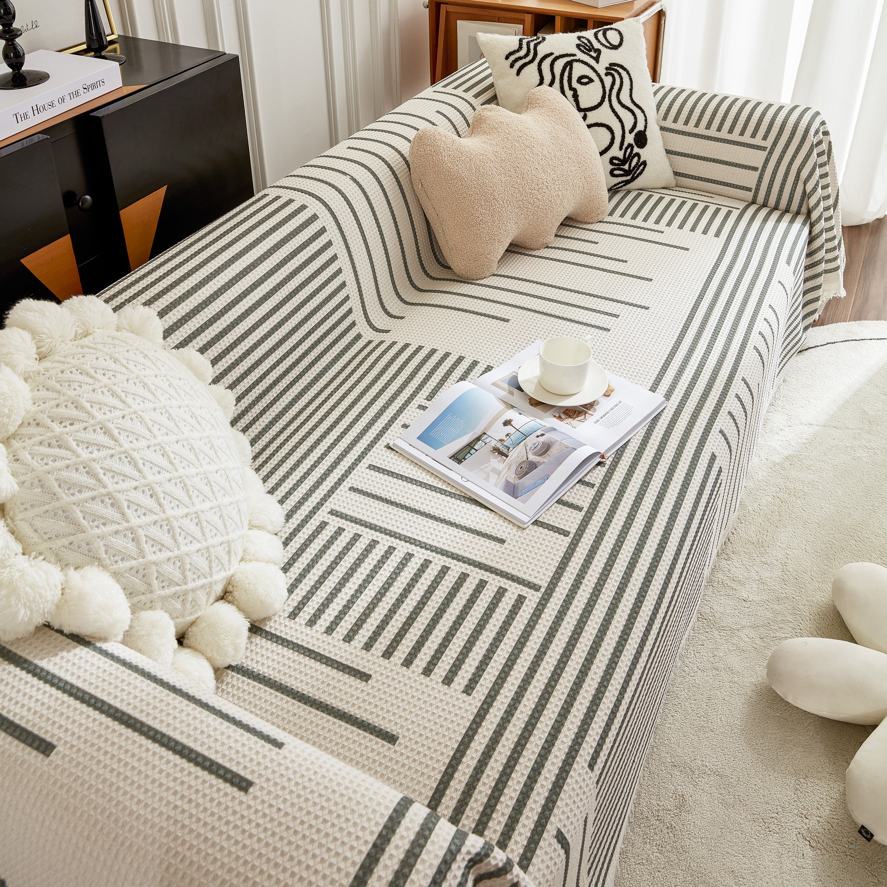 Waffle Lattice Fabric Sofa Cover, Multi-purpose Soft Sofa Throw, Couch Cover Blanket Throws for Couches - Image 46