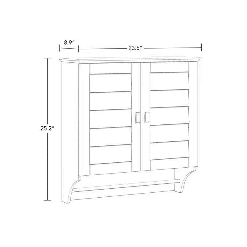 Wall Mounted Bathroom Medicine Cabinet with Louver Doors and Towel Bar in White - Image 5
