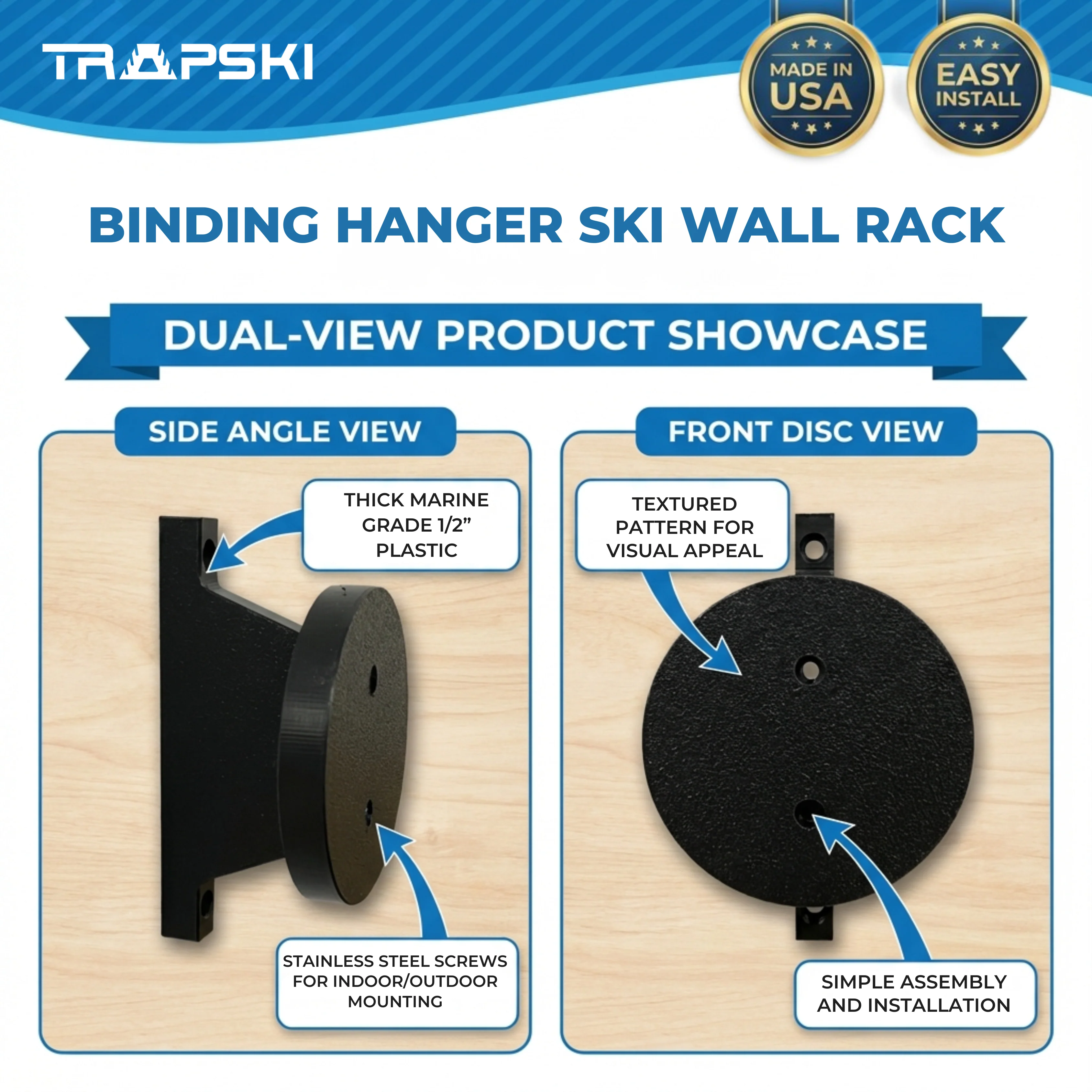 Wall Ski Racks | Binding Wall Hanging Rack | Made in USA - Image 4