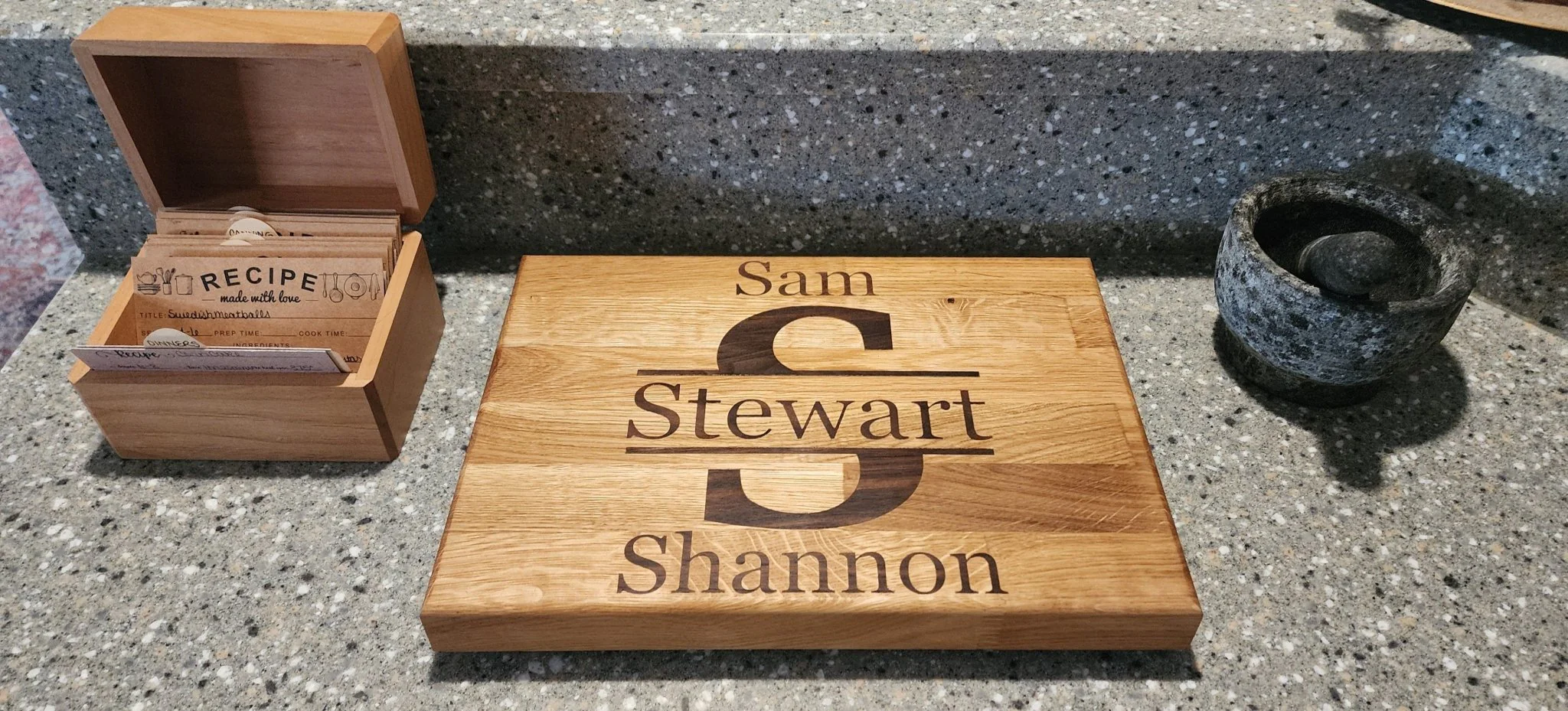 Walnut inlay butcher block cutting board. Personalization welcome. - Image 2