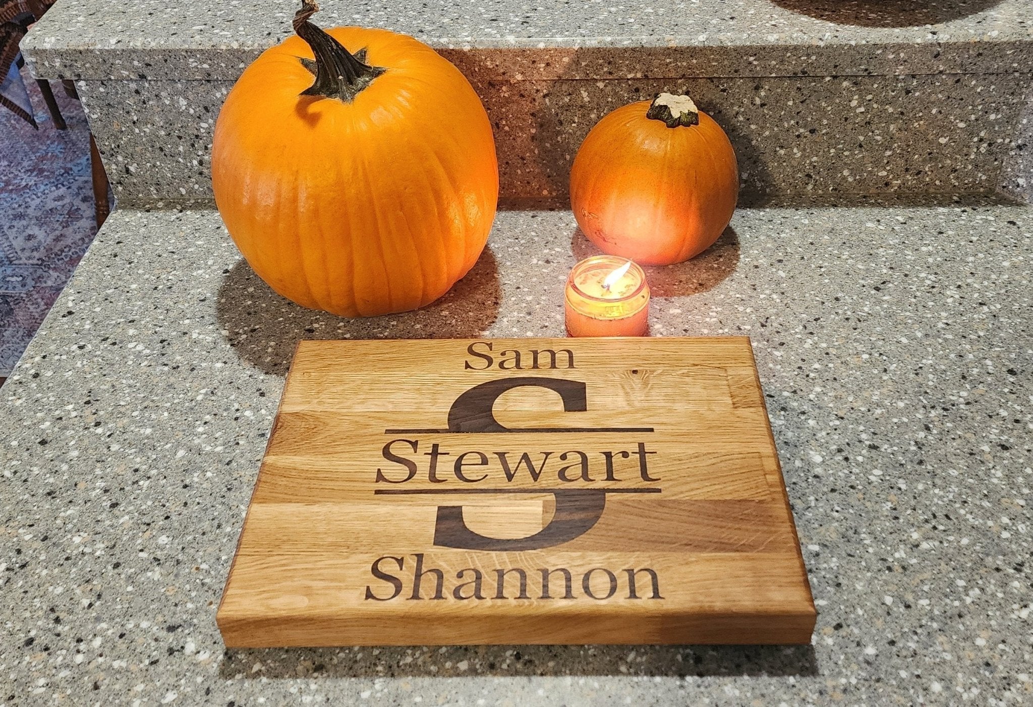 Walnut inlay butcher block cutting board. Personalization welcome. - Image 3