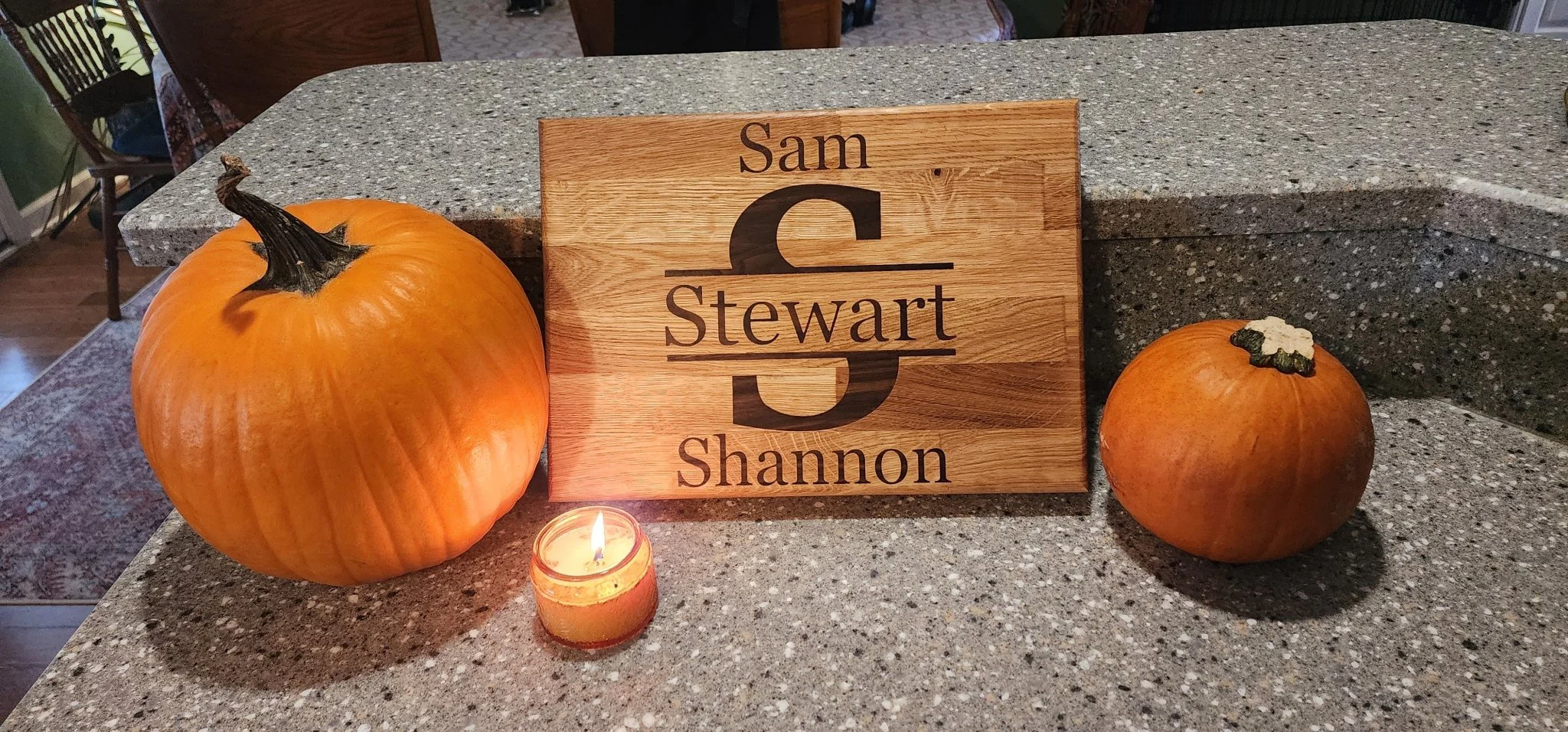 Walnut inlay butcher block cutting board. Personalization welcome. - Image 4