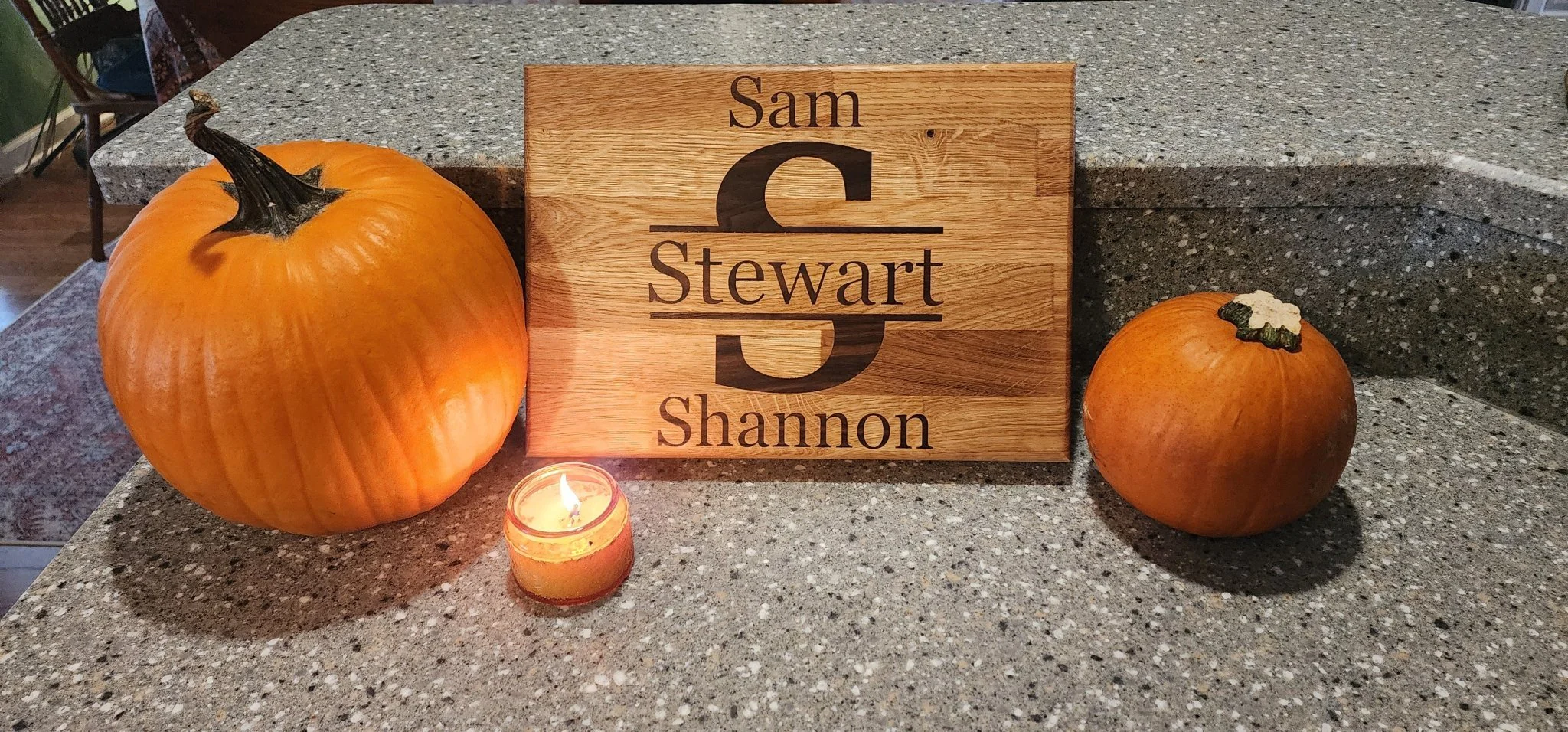 Walnut inlay butcher block cutting board. Personalization welcome. - Image 5