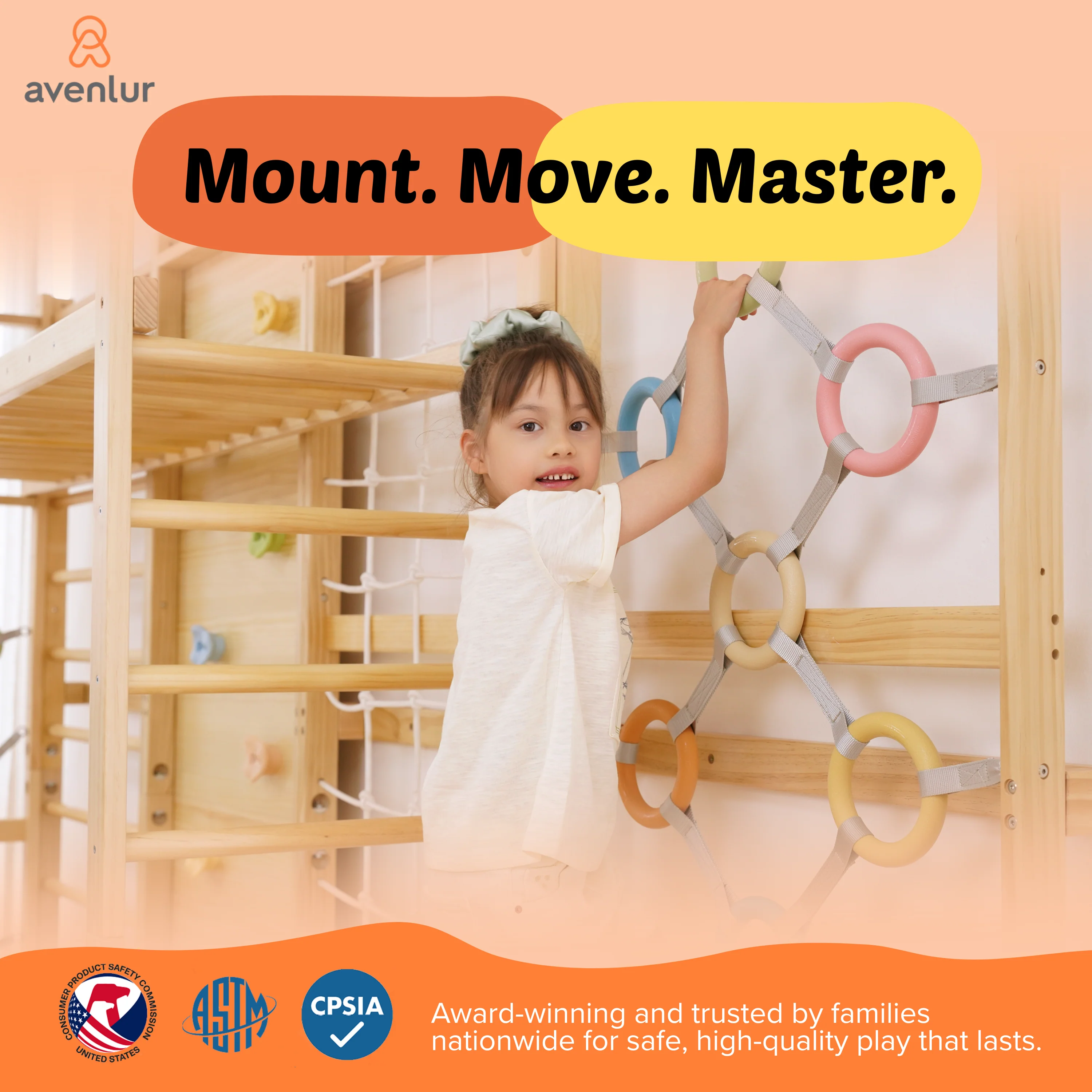 Walnut Modular | Swedish Ladder Jungle Gym - 79" Height - Wall Mounted - Image 7