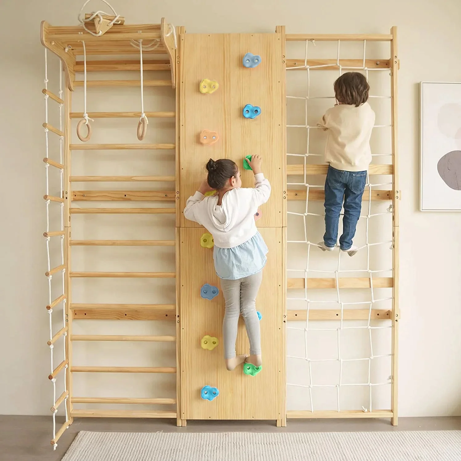Walnut | Swedish Ladder Jungle Gym - 79" Height - Wall Mounted - Image 4