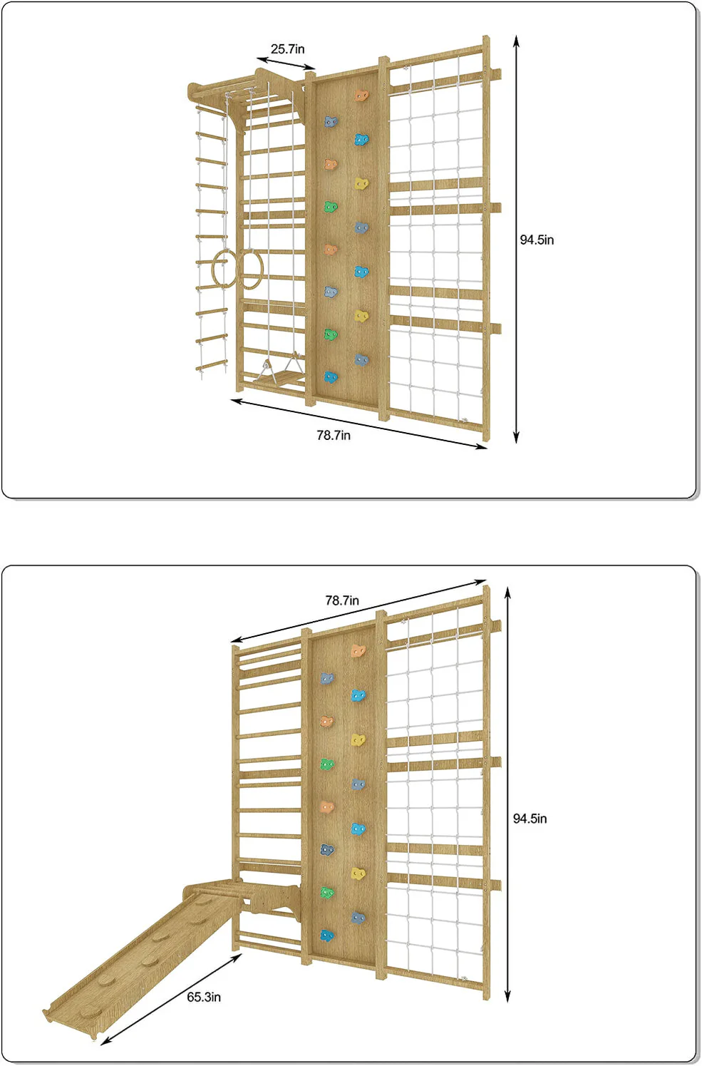 Walnut | Swedish Ladder Jungle Gym - 79" Height - Wall Mounted - Image 8