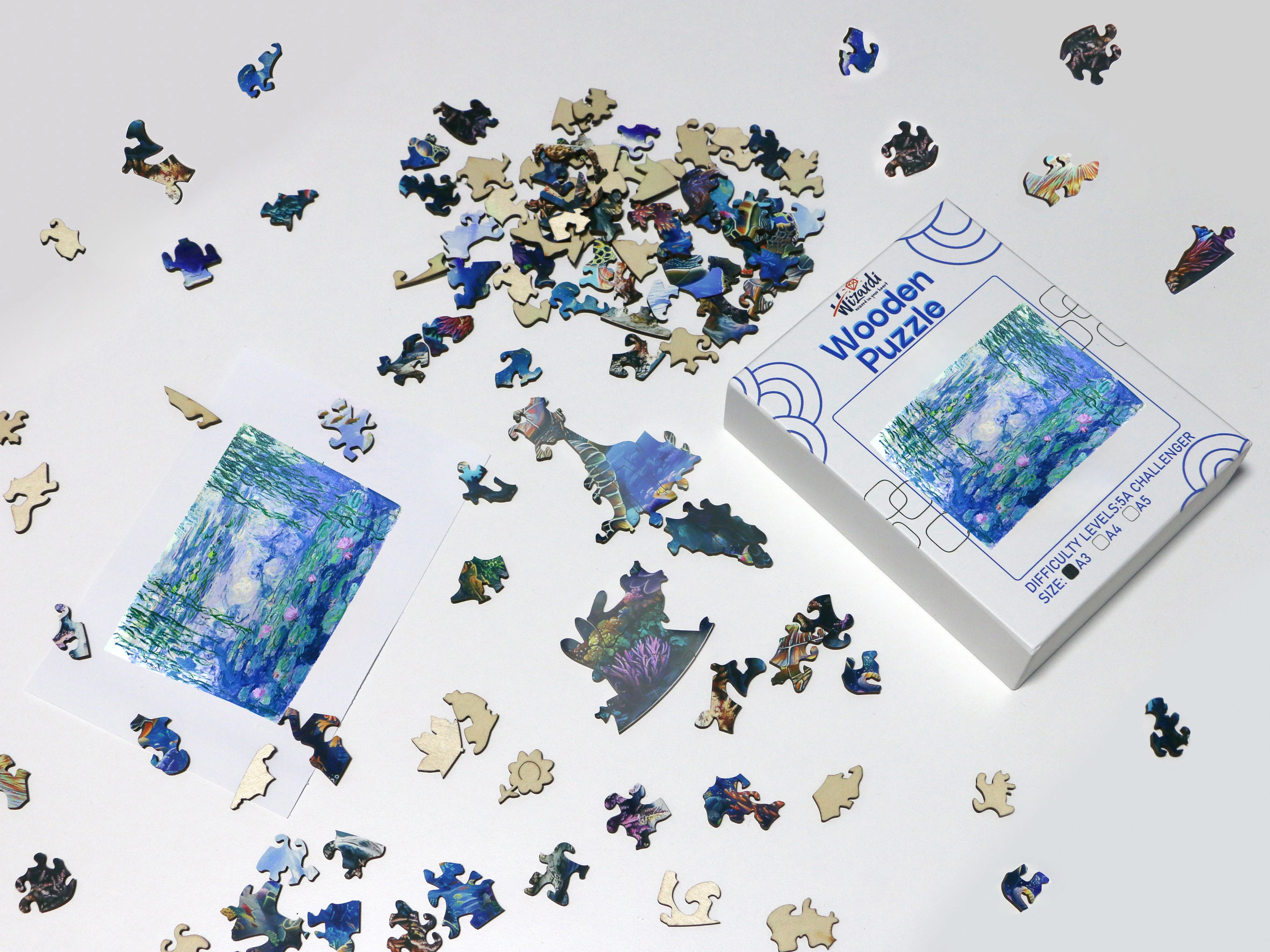 Water Lilies after Claude Monet - Jigsaw Wooden Puzzle by Wizardi F07N9-20 - Image 2