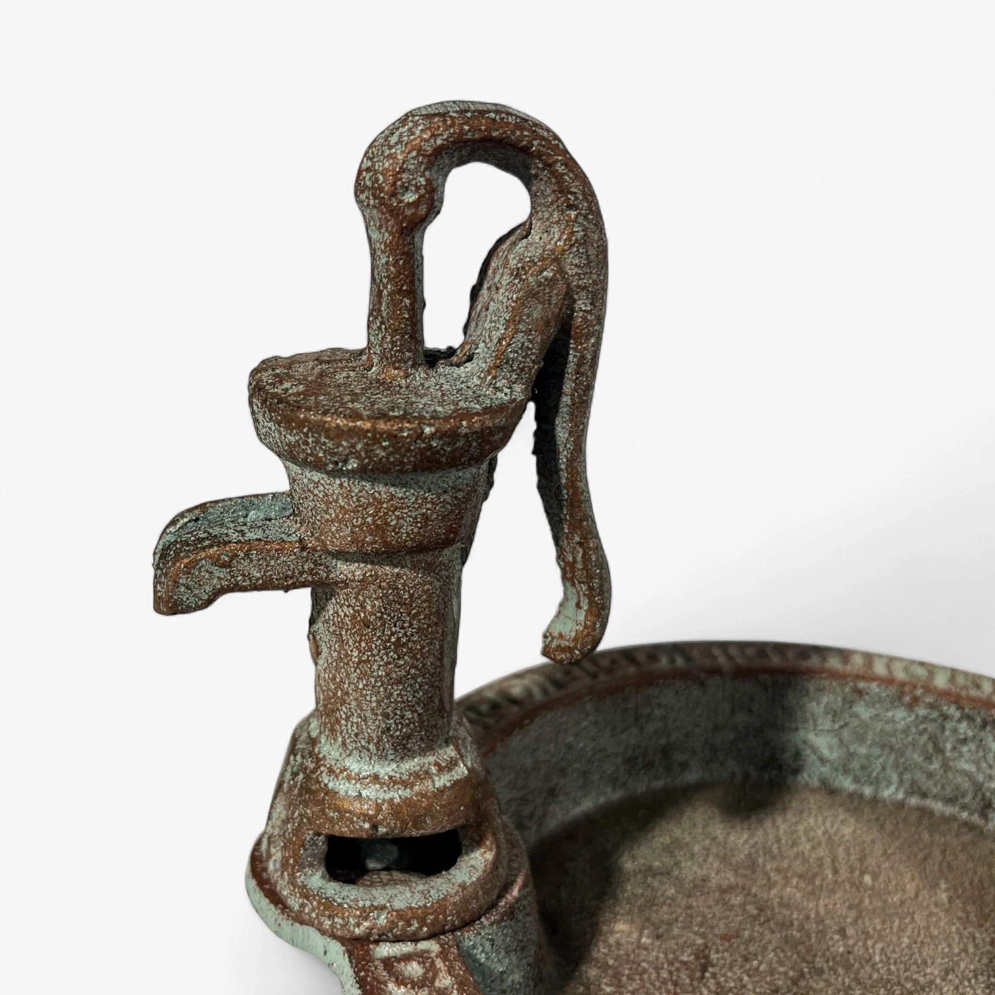 Water Pump Bird Bath Cast Iron Rustic Garden Decor - Image 2
