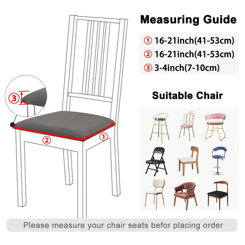 Water-Repellent Dining Room Chair Cover Spandex Elastic Removable Seat Covers - Image 2