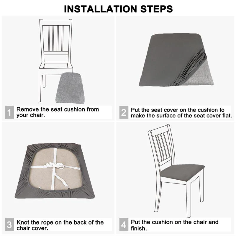 Water-Repellent Dining Room Chair Cover Spandex Elastic Removable Seat Covers - Image 5