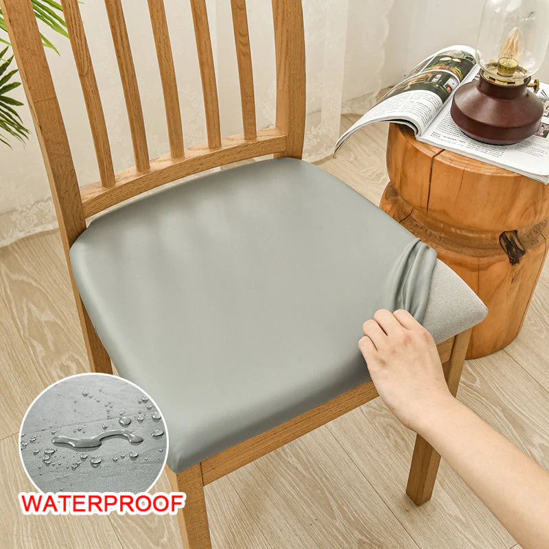 Waterproof PU Leather Square Chair Seat Cover Kitchen Dining Seat Slipcovers - Image 10