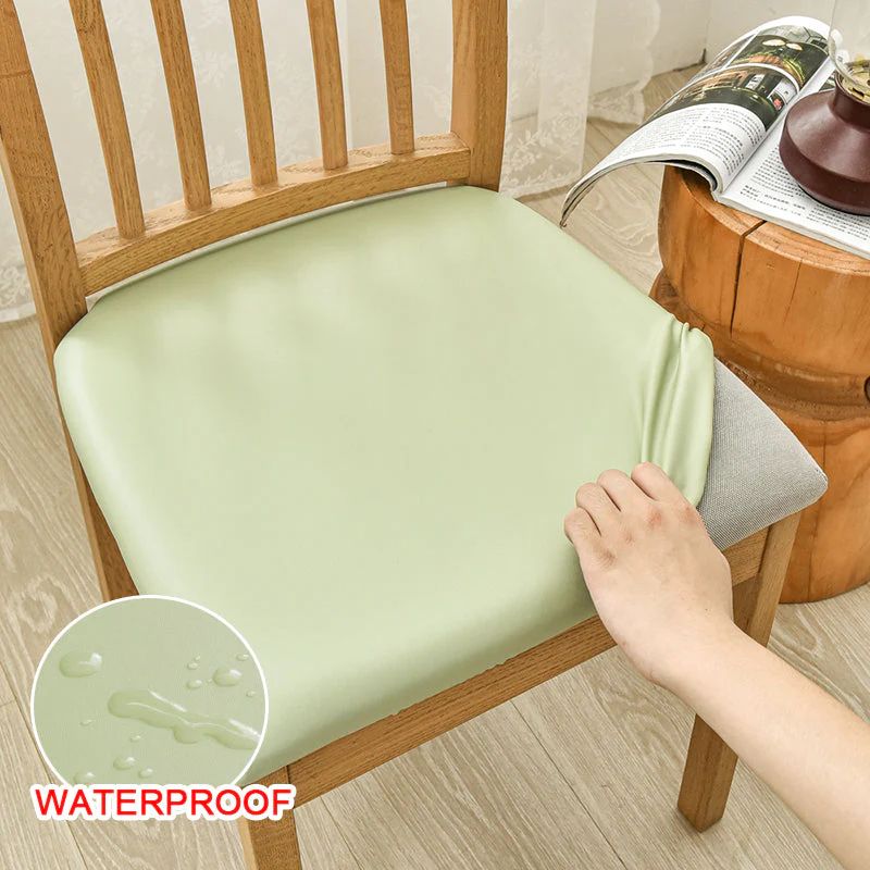 Waterproof PU Leather Square Chair Seat Cover Kitchen Dining Seat Slipcovers - Image 12