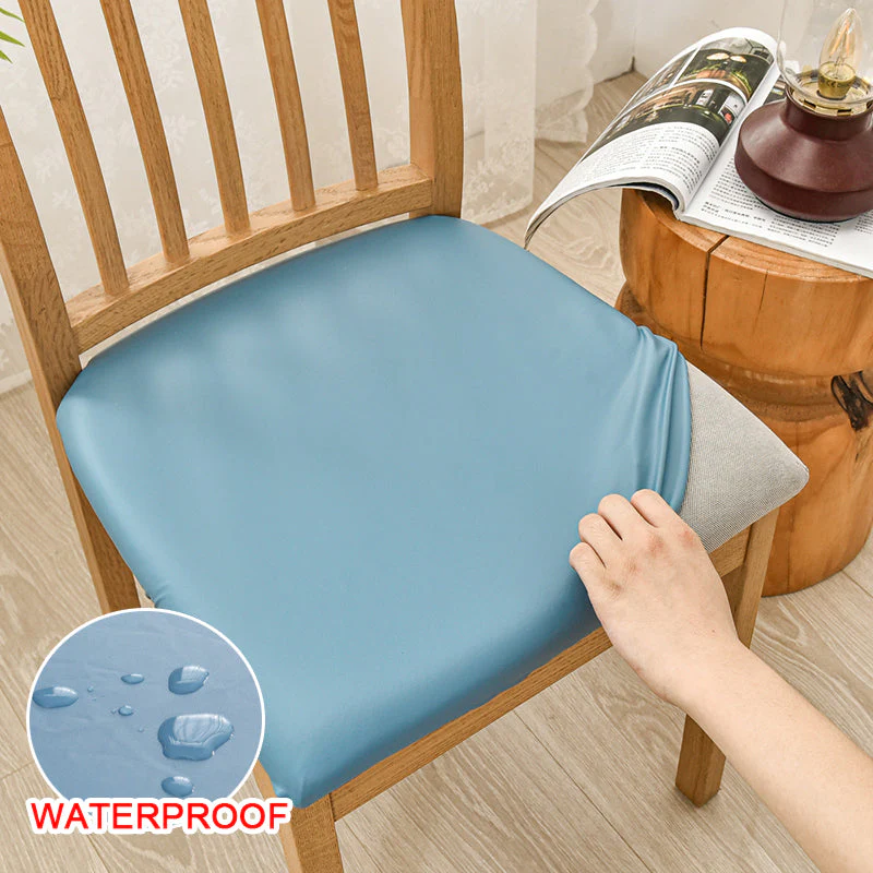 Waterproof PU Leather Square Chair Seat Cover Kitchen Dining Seat Slipcovers - Image 13
