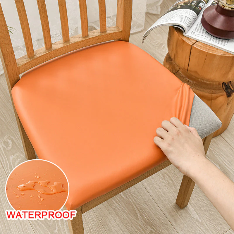 Waterproof PU Leather Square Chair Seat Cover Kitchen Dining Seat Slipcovers - Image 15