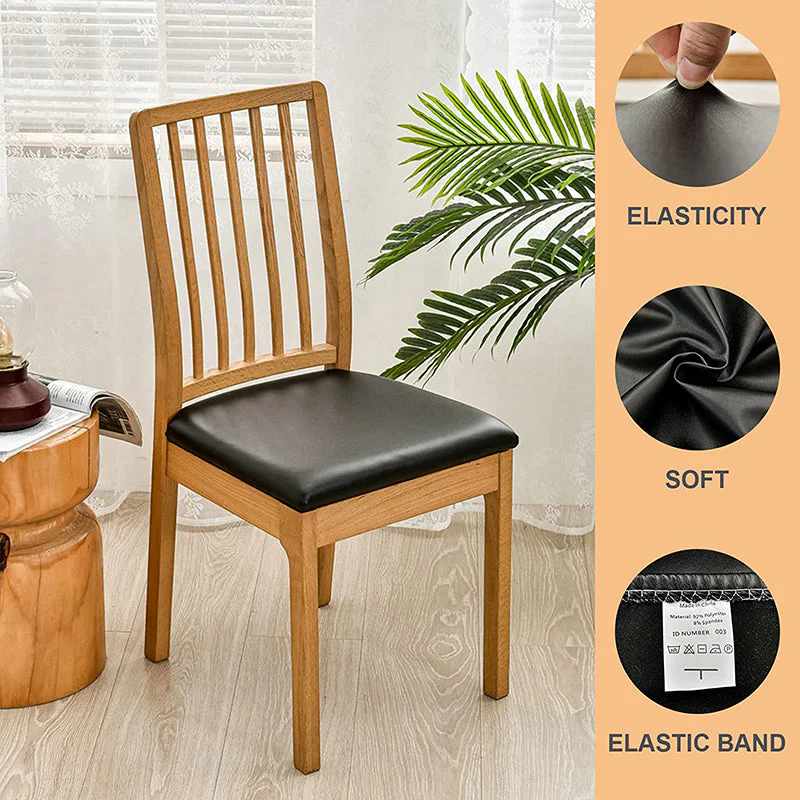 Waterproof PU Leather Square Chair Seat Cover Kitchen Dining Seat Slipcovers - Image 2