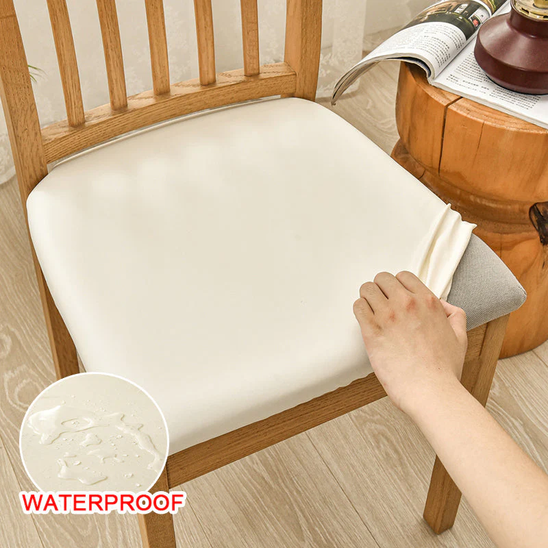 Waterproof PU Leather Square Chair Seat Cover Kitchen Dining Seat Slipcovers - Image 7