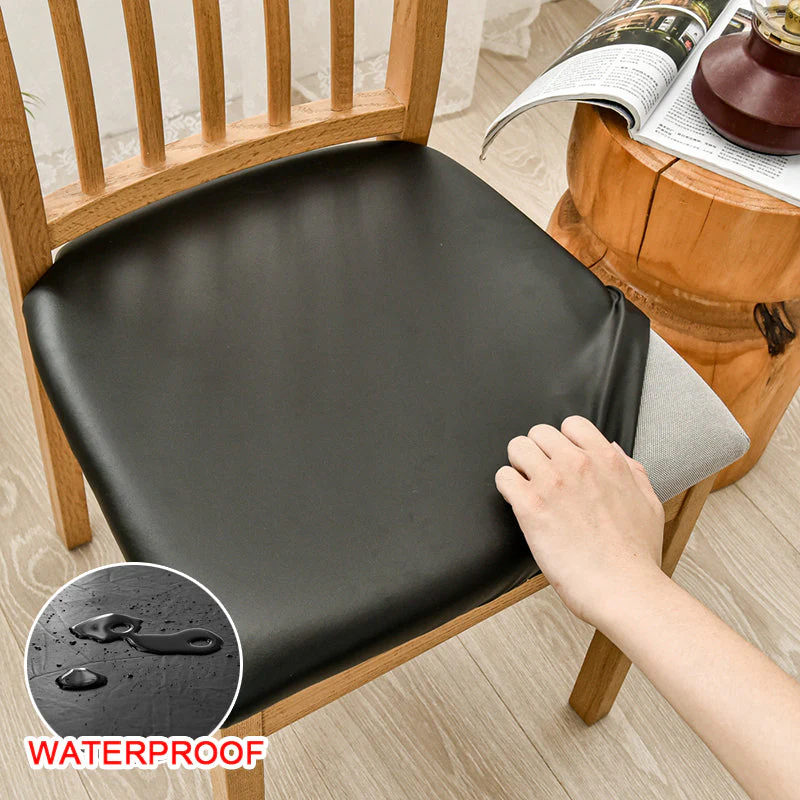 Waterproof PU Leather Square Chair Seat Cover Kitchen Dining Seat Slipcovers - Image 8